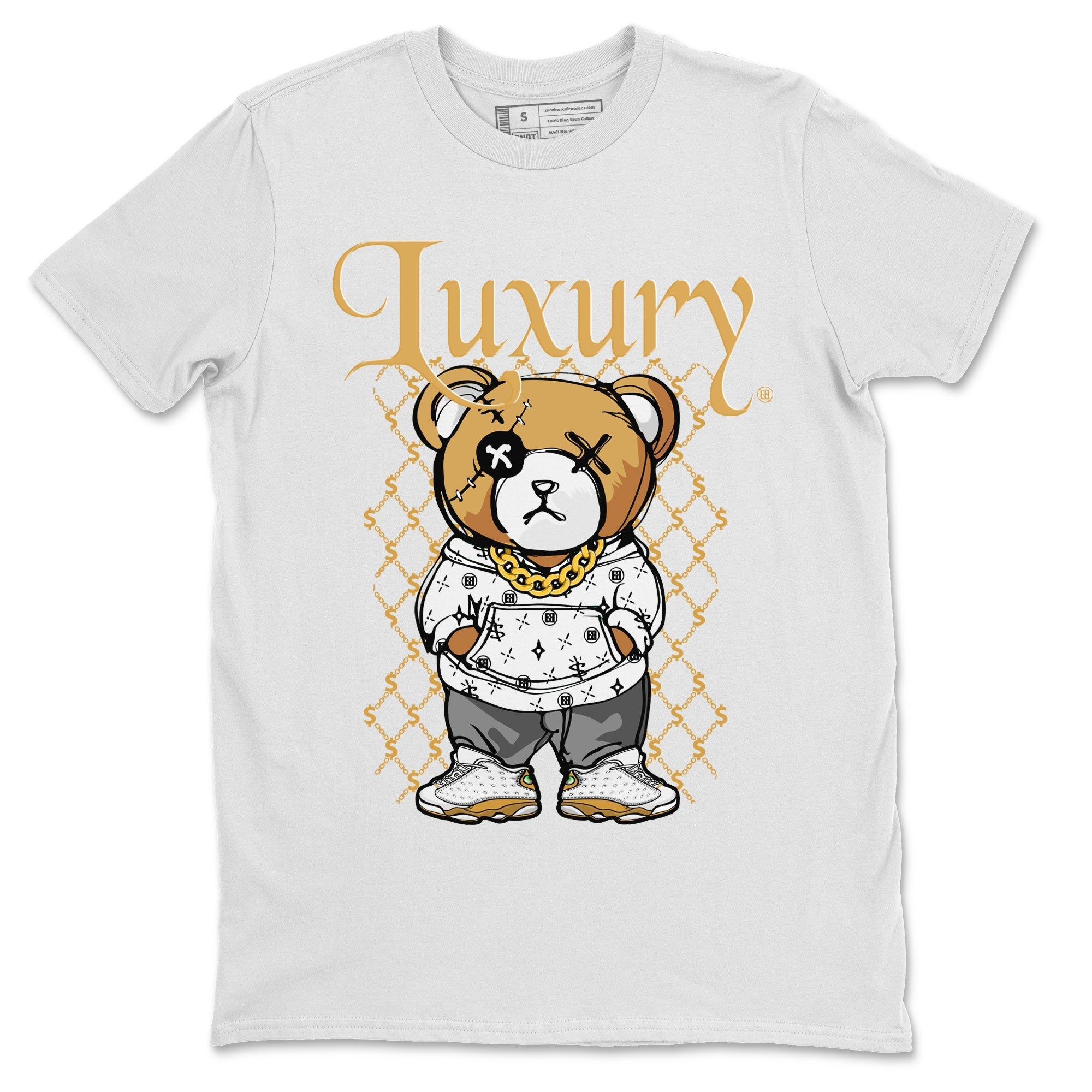 Air Jordan 13 Wheat shirt to match jordans Luxury Bear Streetwear Sneaker Shirt AJ13 Wheat Drip Gear Zone Sneaker Matching Clothing Unisex White 2 T-Shirt