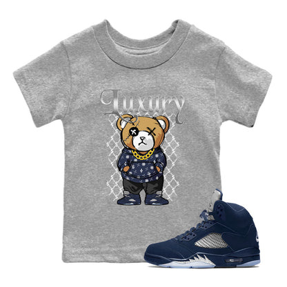 Air Jordan 5 Georgetown shirt to match jordans Luxury Bear Streetwear Sneaker Shirt 5s Georgetown Drip Gear Zone Sneaker Matching Clothing Baby Toddler Heather Grey 1 T-Shirt