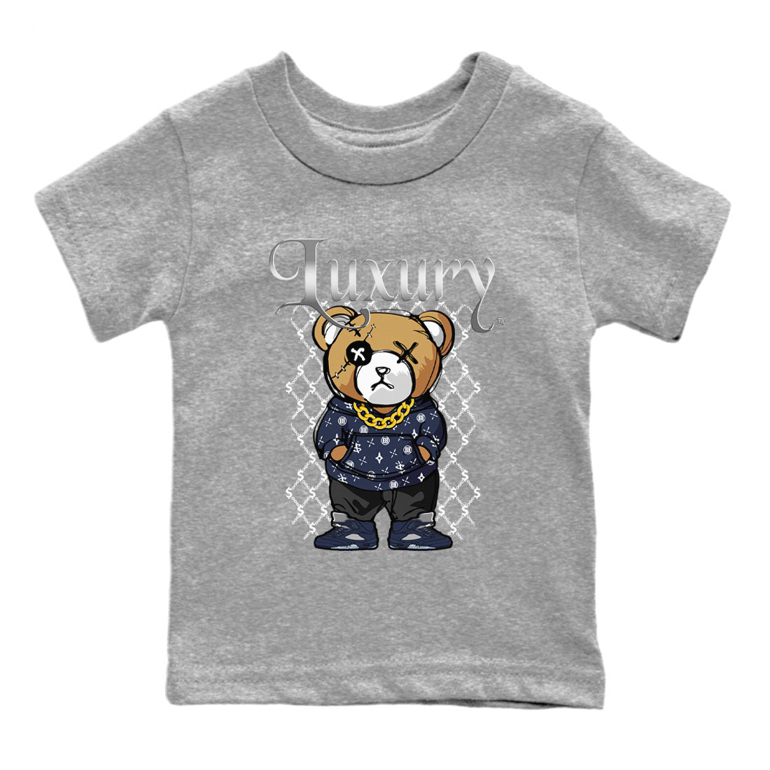 Air Jordan 5 Georgetown shirt to match jordans Luxury Bear Streetwear Sneaker Shirt 5s Georgetown Drip Gear Zone Sneaker Matching Clothing Baby Toddler Heather Grey 2 T-Shirt