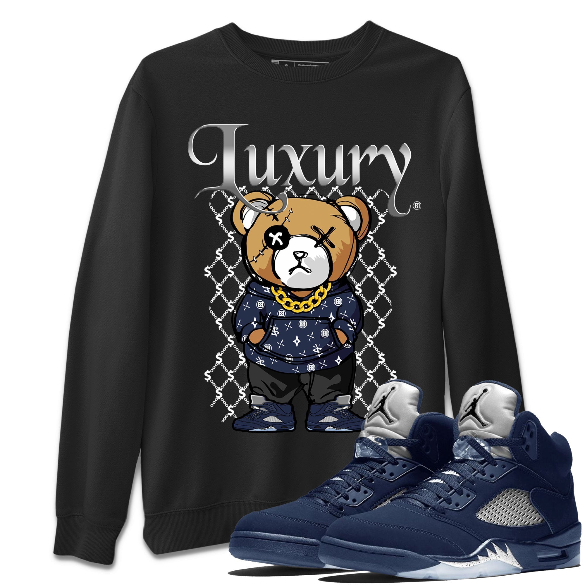 Air Jordan 5 Georgetown shirt to match jordans Luxury Bear Streetwear Sneaker Shirt 5s Georgetown Drip Gear Zone Sneaker Matching Clothing Unisex Black 1 T-Shirt