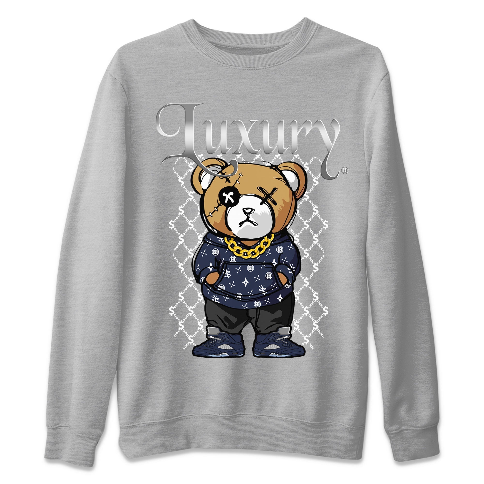 Air Jordan 5 Georgetown shirt to match jordans Luxury Bear Streetwear Sneaker Shirt 5s Georgetown Drip Gear Zone Sneaker Matching Clothing Unisex Heather Grey 2 T-Shirt