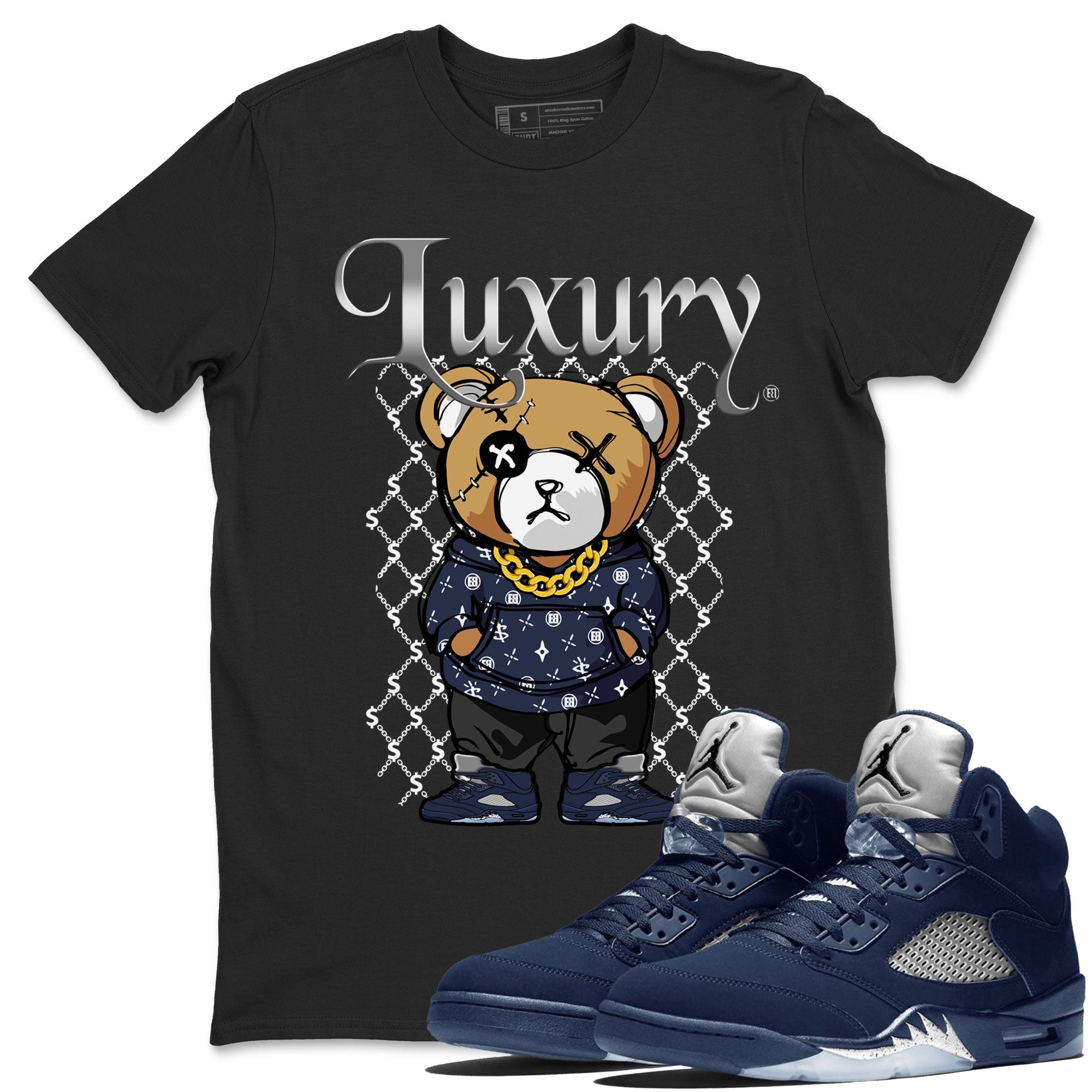 Air Jordan 5 Georgetown shirt to match jordans Luxury Bear Streetwear Sneaker Shirt 5s Georgetown Drip Gear Zone Sneaker Matching Clothing Unisex Black 1 T-Shirt