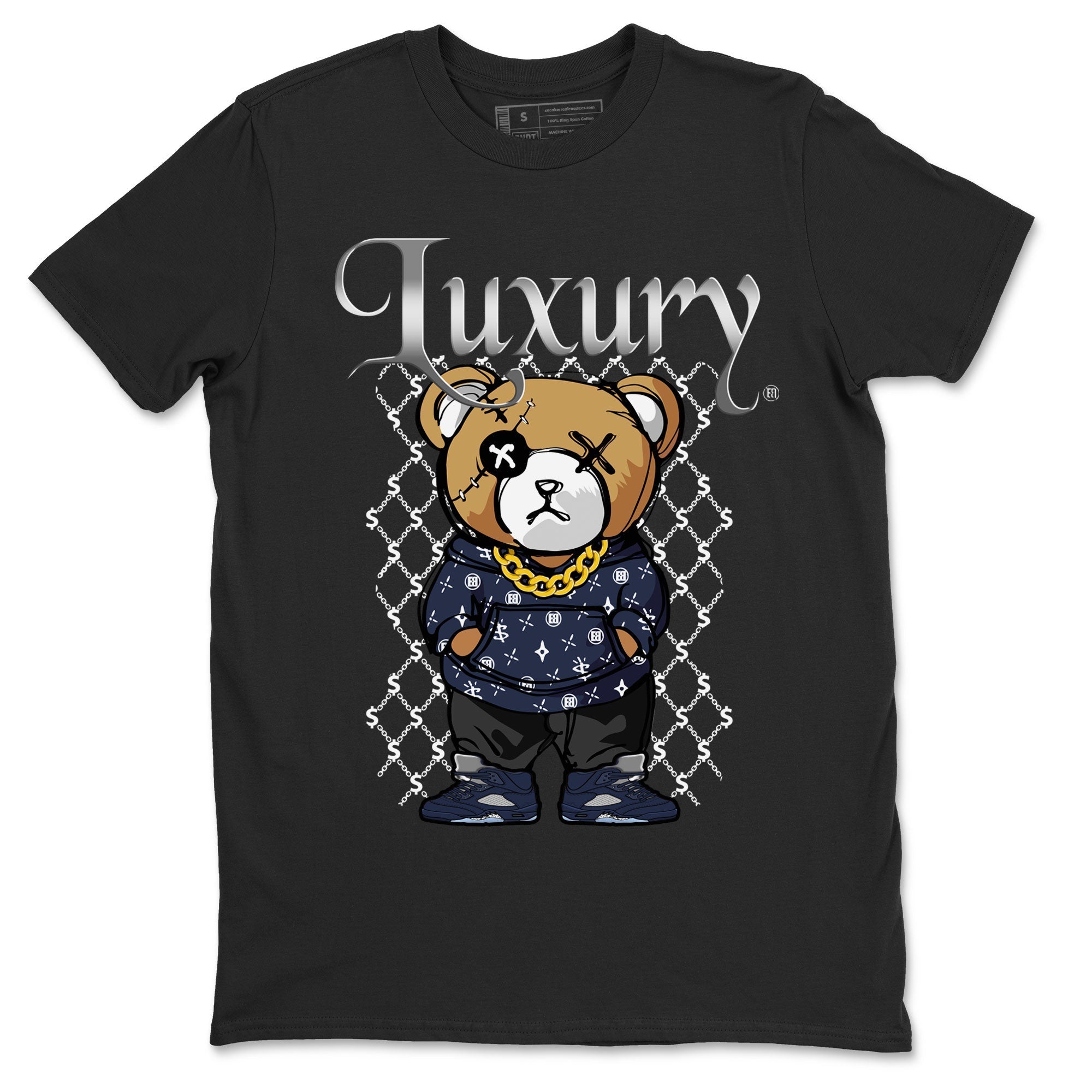 Air Jordan 5 Georgetown shirt to match jordans Luxury Bear Streetwear Sneaker Shirt 5s Georgetown Drip Gear Zone Sneaker Matching Clothing Unisex Black 2 T-Shirt