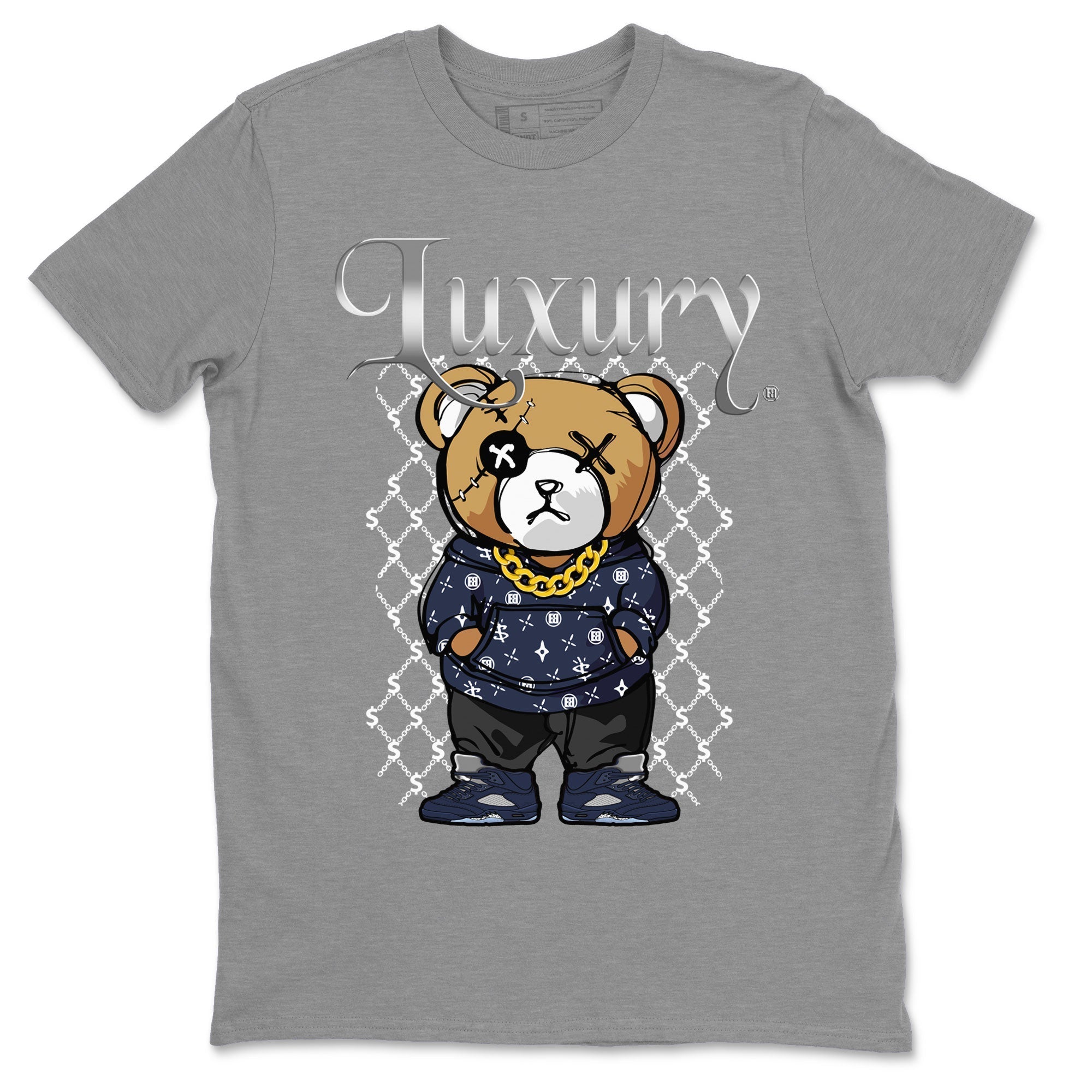 Air Jordan 5 Georgetown shirt to match jordans Luxury Bear Streetwear Sneaker Shirt 5s Georgetown Drip Gear Zone Sneaker Matching Clothing Unisex Heather Grey 2 T-Shirt