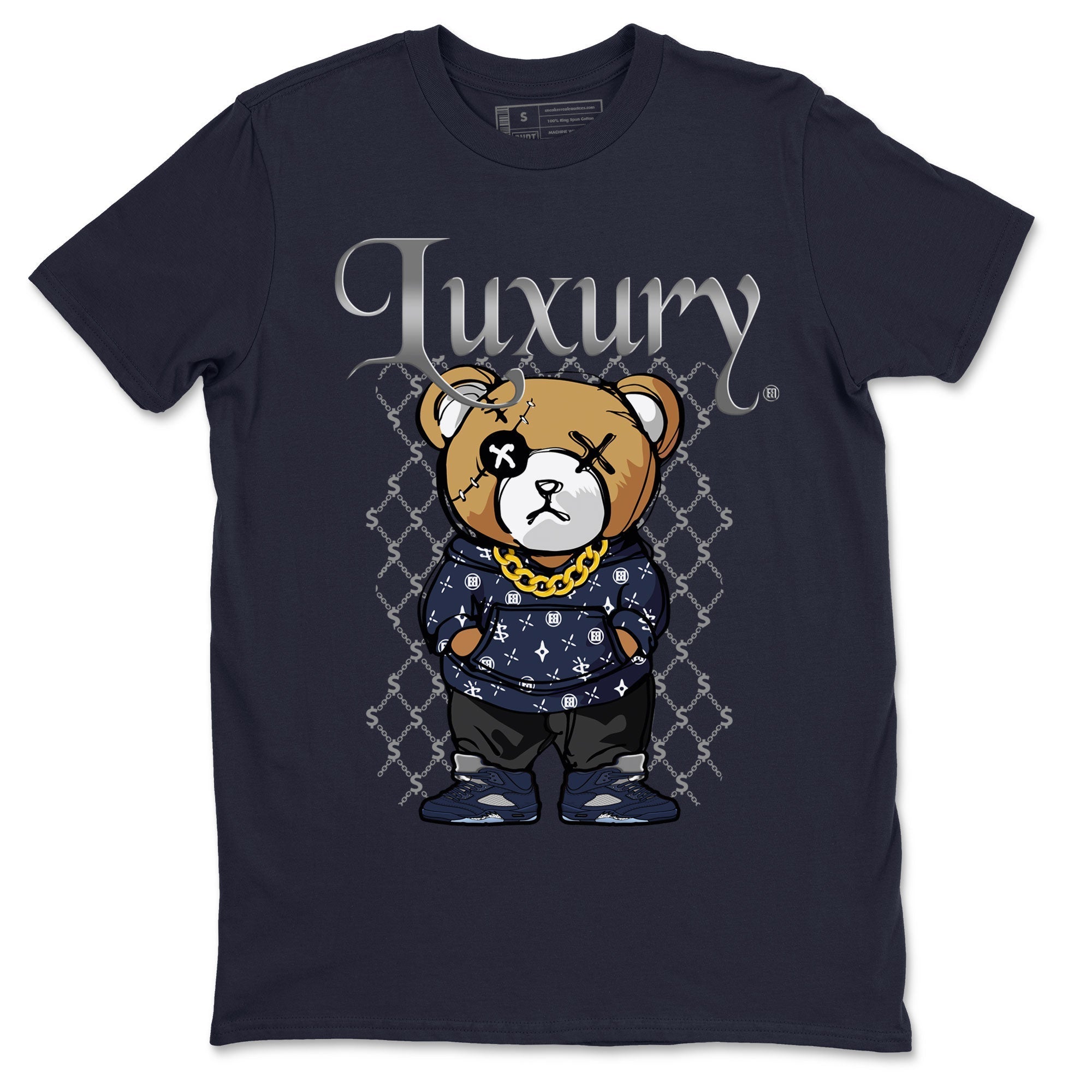 Air Jordan 5 Georgetown shirt to match jordans Luxury Bear Streetwear Sneaker Shirt 5s Georgetown Drip Gear Zone Sneaker Matching Clothing Unisex Navy 2 T-Shirt