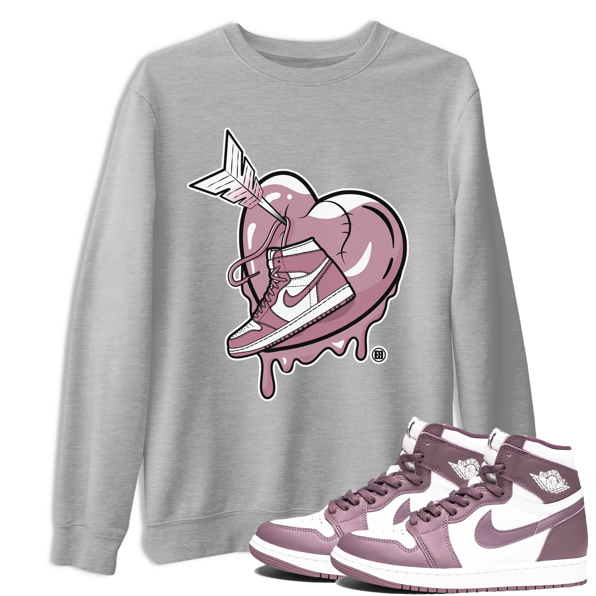 Air Jordan 1 Mauve shirt to match jordans Mad In Love crew neck streetwear t-shirt AJ1 High OG Mauve Drip Gear Zone Crew Neck Sneaker Matching TeeUnisex Heather Grey 1 Sneaker Matching Tee