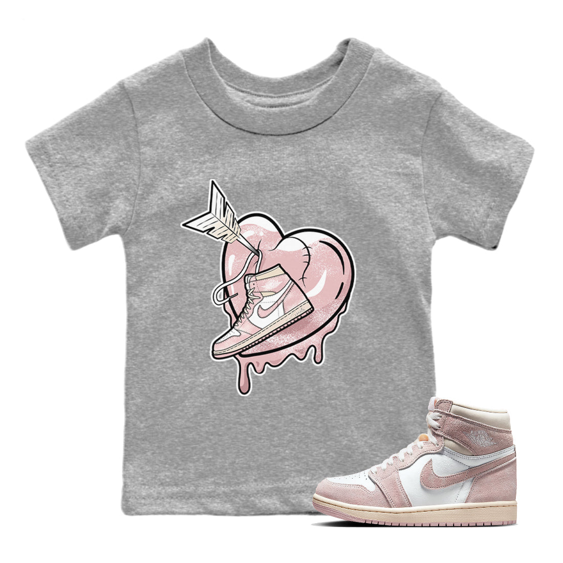 Air Jordan 1 Washed Pink Sneaker Match Tees Mad In Love Streetwear Sneaker Shirt Air Jordan 1 WMNS Washed Pink Tees Kids Shirts Heather Grey 1