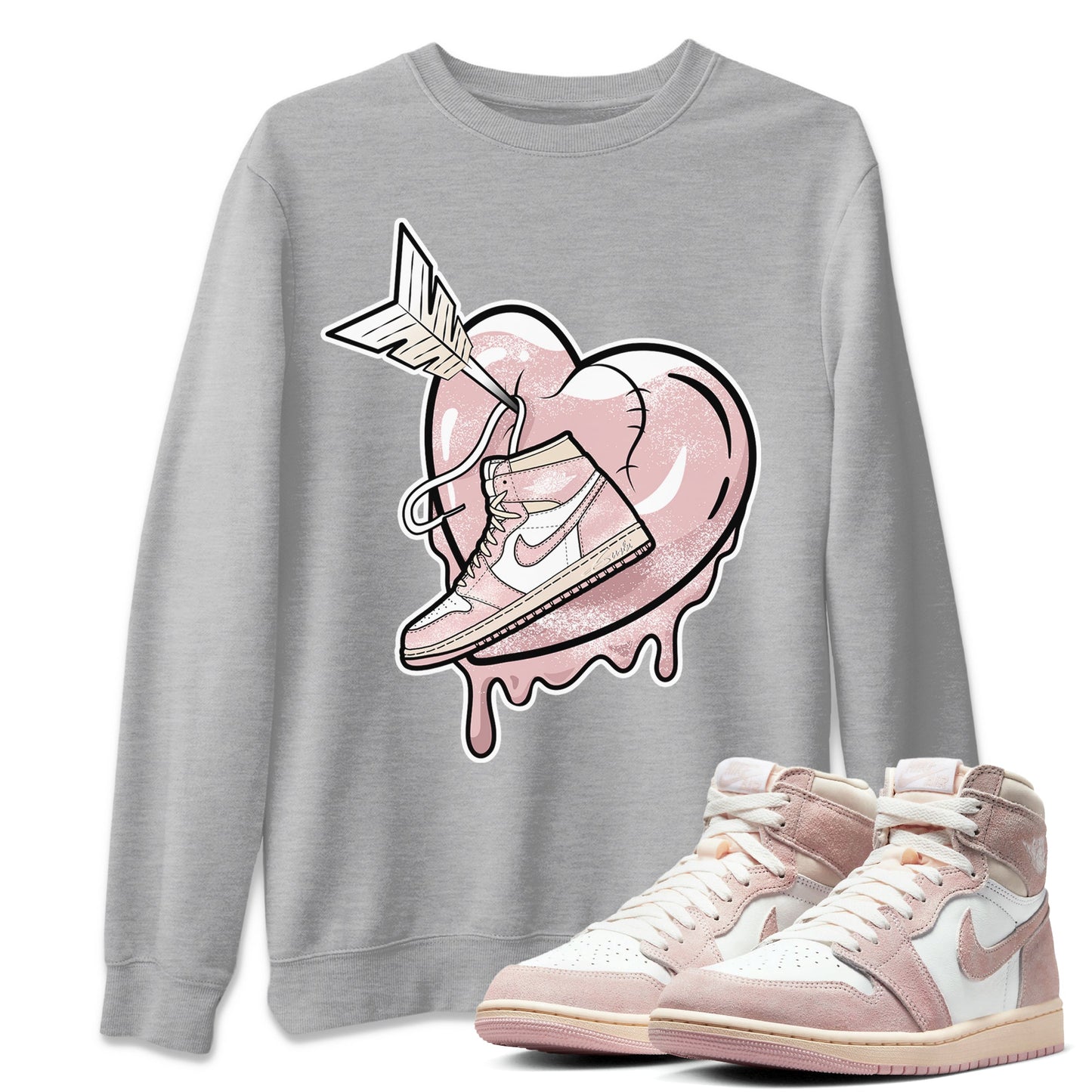 Air Jordan 1 Washed Pink Sneaker Match Tees Mad In Love Streetwear Sneaker Shirt Air Jordan 1 WMNS Washed Pink Tees Unisex Shirts Heather Grey 1