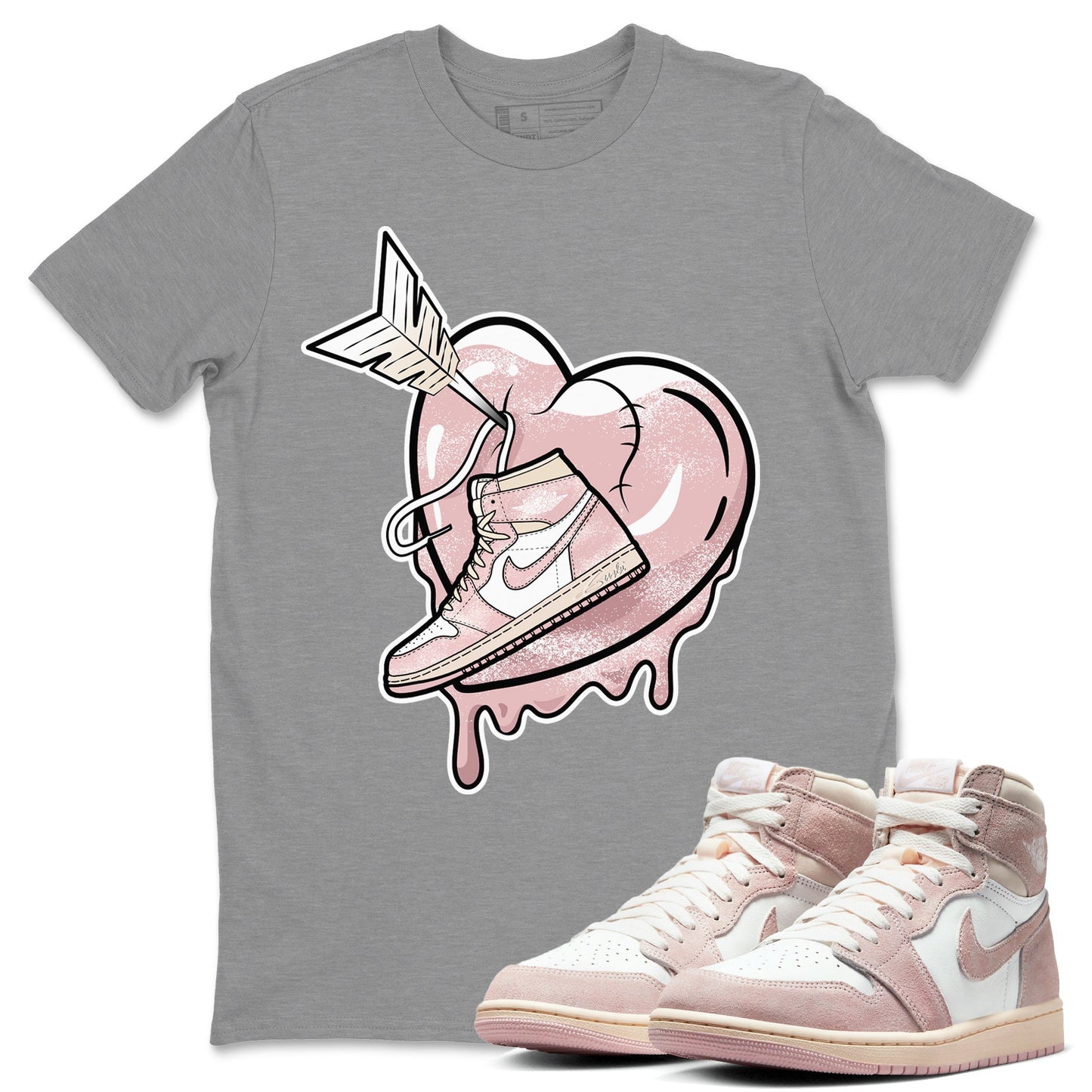Air Jordan 1 Washed Pink Sneaker Match Tees Mad In Love Streetwear Sneaker Shirt Air Jordan 1 WMNS Washed Pink Tees Unisex Shirts Heather Grey 1