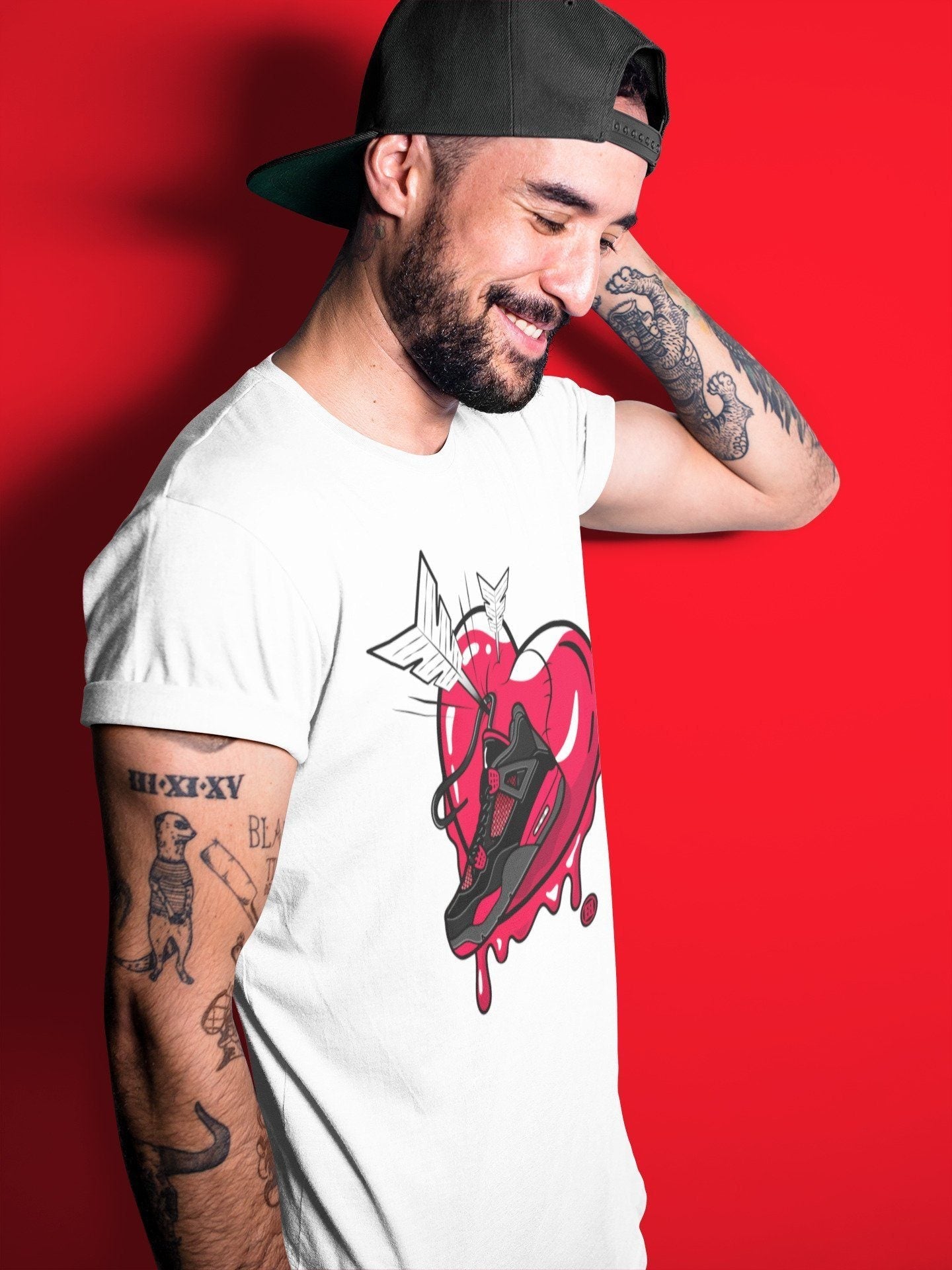 Jordan 4 Red Thunder Shirt To Match Jordans Mad In Love Sneaker Tees Jordan 4 Red Thunder Drip Gear Zone Sneaker Matching Clothing Unisex Shirts