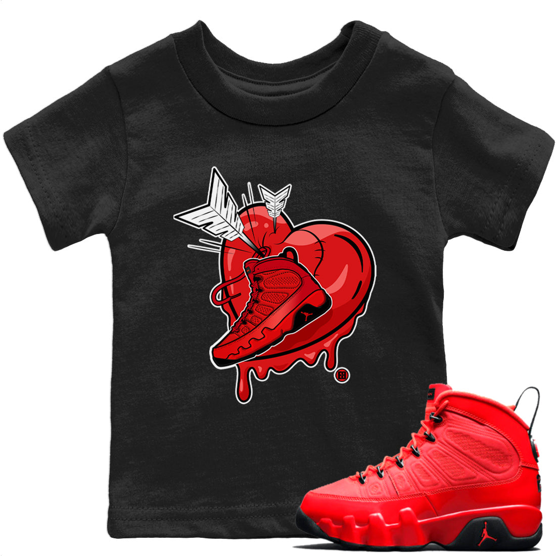 Jordan 9 Chile Red Shirt To Match Jordans Mad In Love Sneaker Tees Jordan 9 Chile Red Drip Gear Zone Sneaker Matching Clothing Kids Shirts