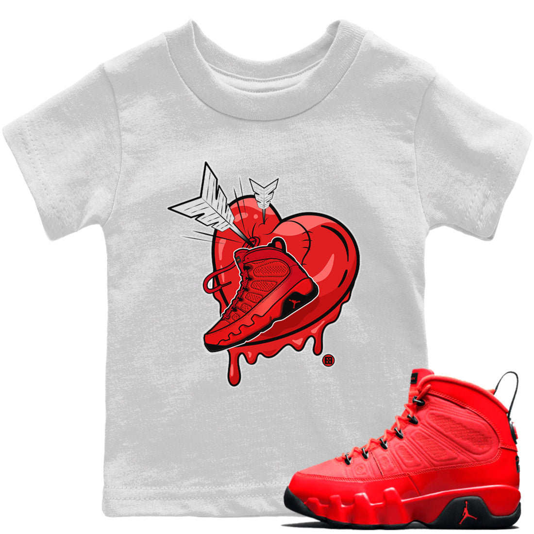 Jordan 9 Chile Red Shirt To Match Jordans Mad In Love Sneaker Tees Jordan 9 Chile Red Drip Gear Zone Sneaker Matching Clothing Kids Shirts