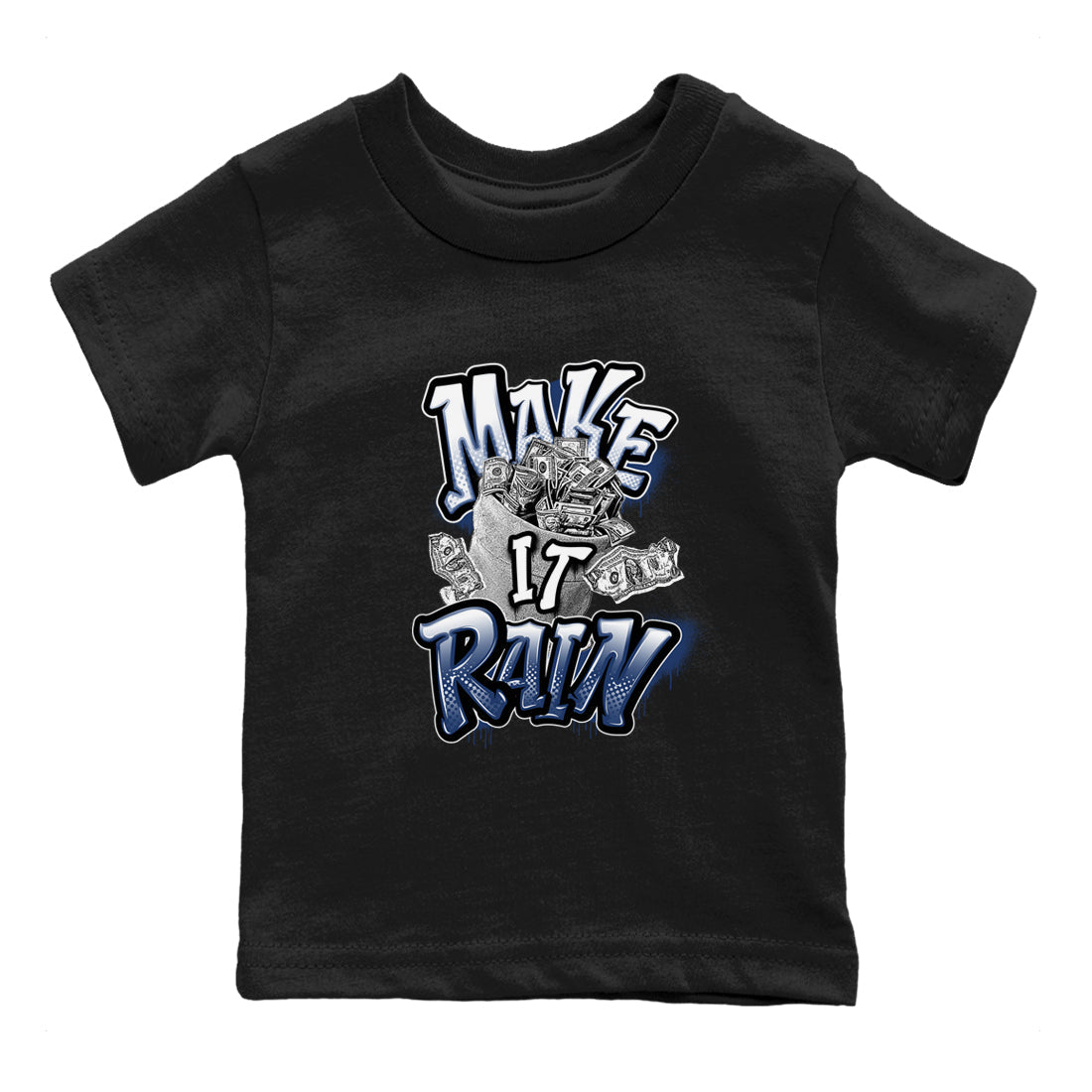 3s Midnight Navy shirt to match jordans Make It Rain sneaker match t-shirt AJ3 Midnight Navy Drip Gear Zone baby toddler Black 2 Crew Neck T-Shirt