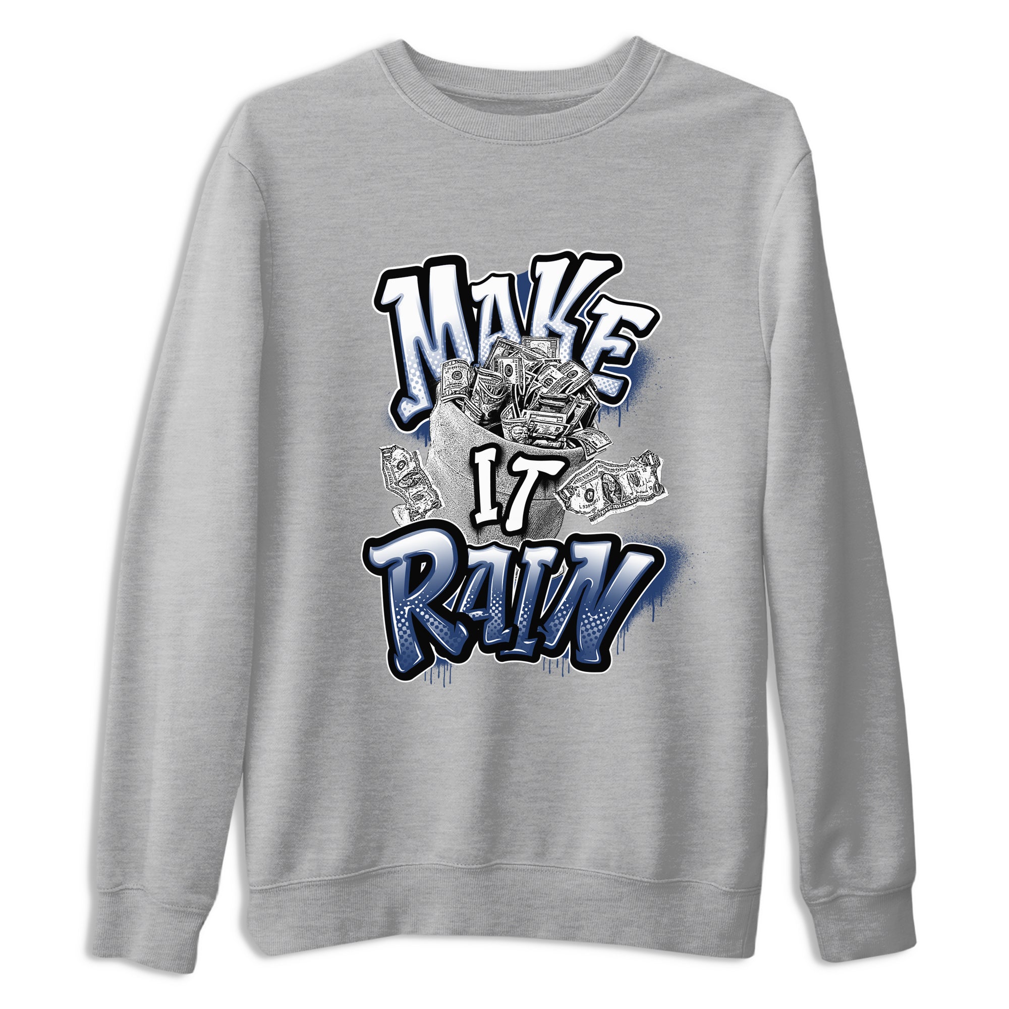 3s Midnight Navy shirt to match jordans Make It Rain sneaker match t-shirt AJ3 Midnight Navy Drip Gear Zone unisex cotton Heather Grey 2 Crew Neck T-Shirt