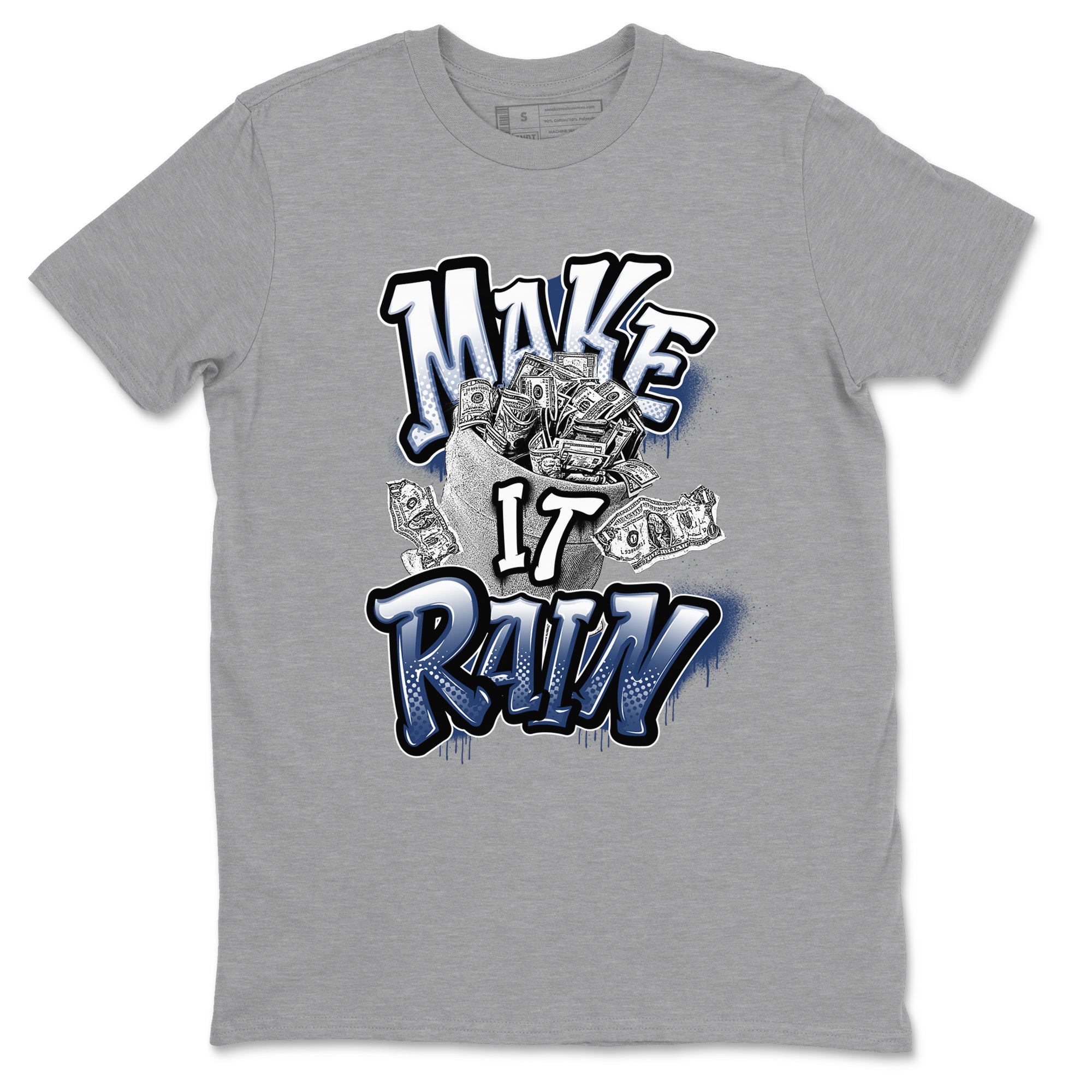 3s Midnight Navy shirt to match jordans Make It Rain sneaker match t-shirt AJ3 Midnight Navy Drip Gear Zone unisex cotton Heather Grey 2 Crew Neck T-Shirt