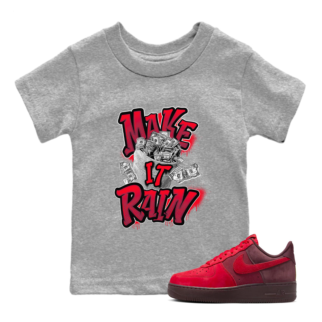 Air Force 1 Layers of Love shirt to match jordans Make It Rain Money sneaker tees af1 Layers of Love Drip Gear Zone baby toddler Heather Grey 1 cotton Shirt