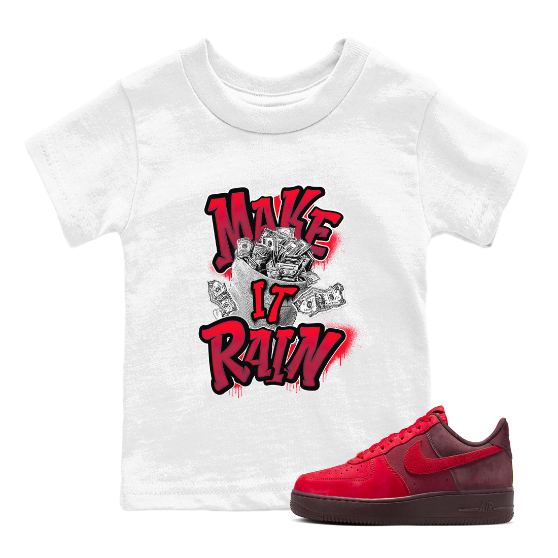 Air Force 1 Layers of Love shirt to match jordans Make It Rain Money sneaker tees af1 Layers of Love Drip Gear Zone baby toddler White 1 cotton Shirt