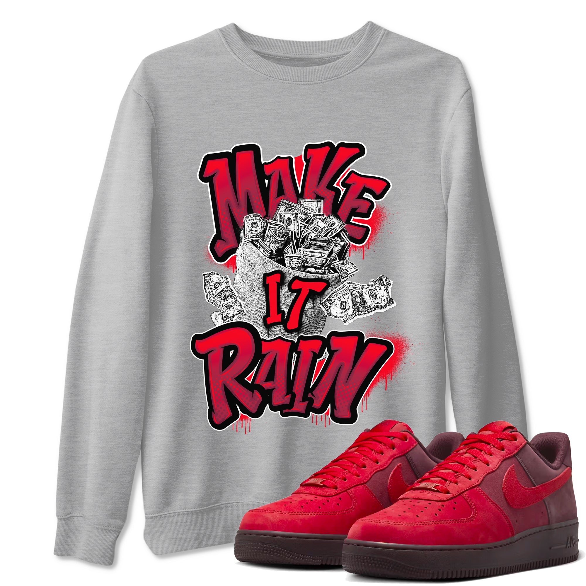 Air Force 1 Layers of Love shirt to match jordans Make It Rain Money sneaker tees af1 Layers of Love Drip Gear Zone unisex cotton Heather Grey 1 crew neck shirt