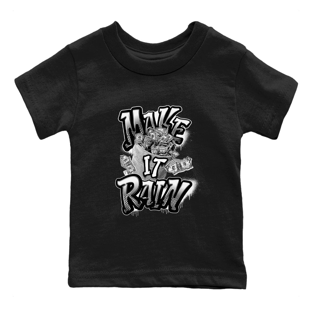 1s Black White shirt to match jordans Make It Rain Money sneaker tees Air Jordan 1 High OG Black White Drip Gear Zone baby toddler Black 2 cotton Shirt