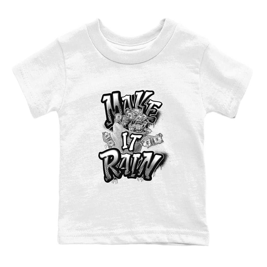 1s Black White shirt to match jordans Make It Rain Money sneaker tees Air Jordan 1 High OG Black White Drip Gear Zone baby toddler White 2 cotton Shirt