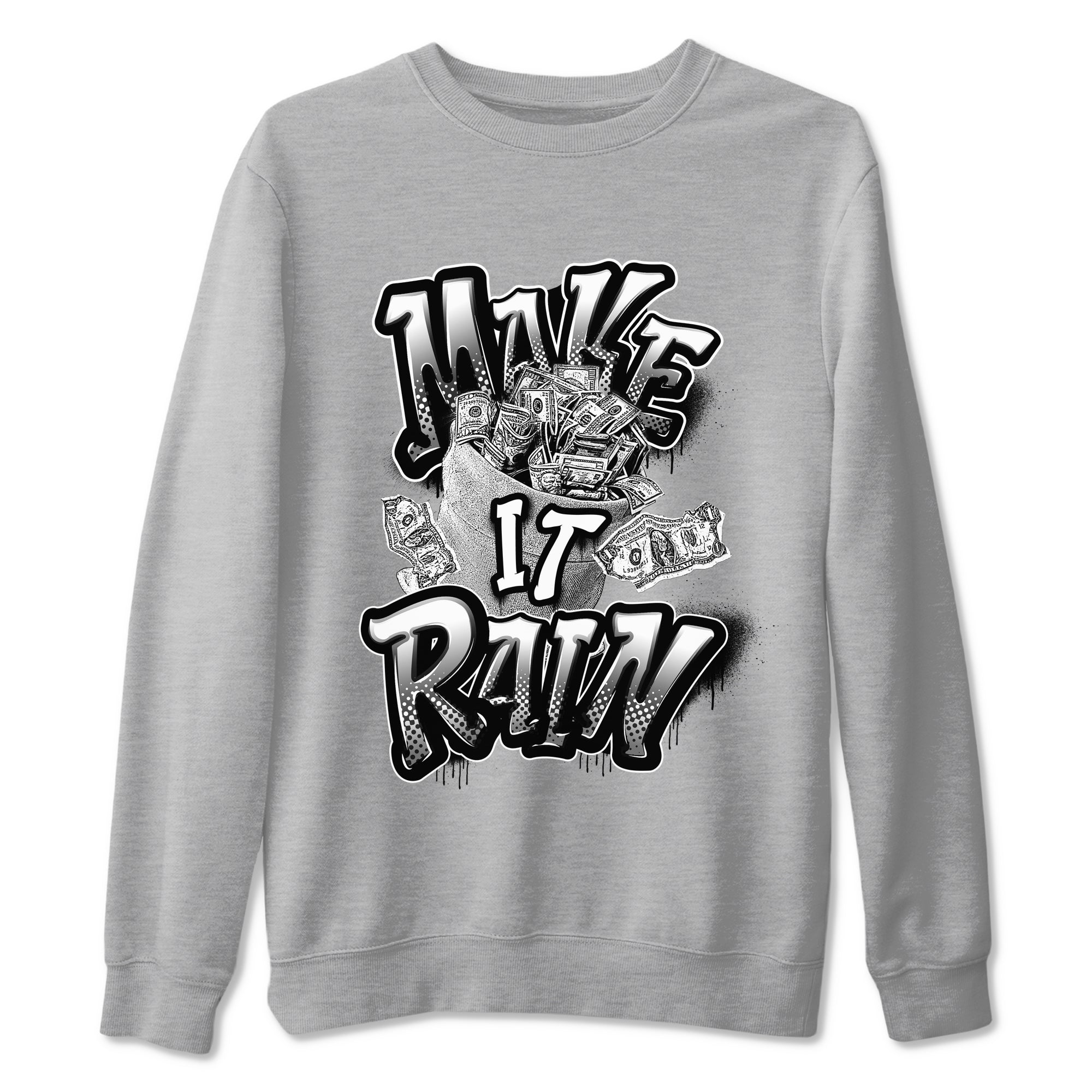 1s Black White shirt to match jordans Make It Rain Money sneaker tees Air Jordan 1 High OG Black White Drip Gear Zone unisex cotton Heather Grey 2 crew neck shirt