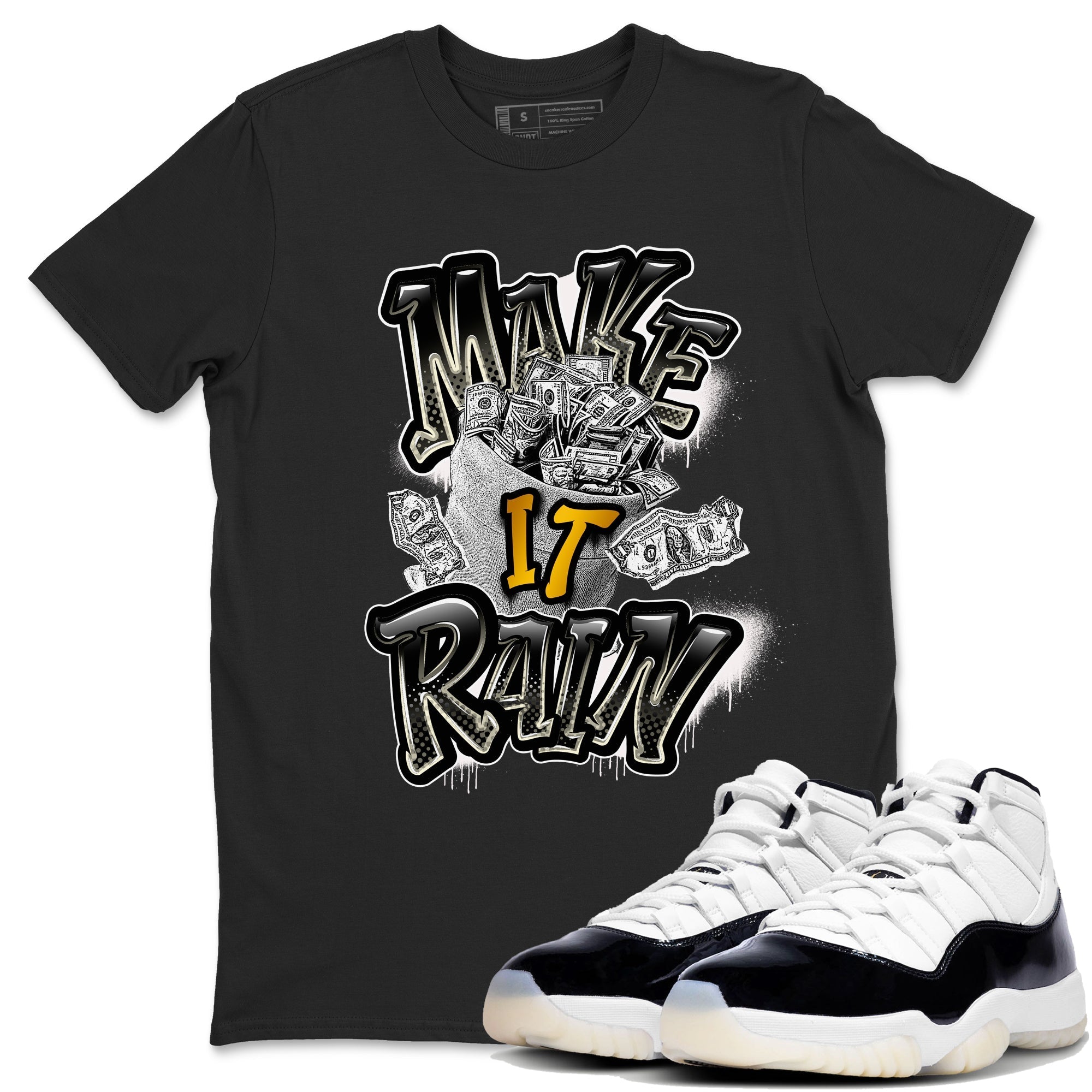 Air Jordan 11 Gratitude shirt to match jordans Make It Rain Money sneaker tees AJ11 Gratitude Drip Gear Zone unisex crew neck cotton Black 1 crew neck shirt
