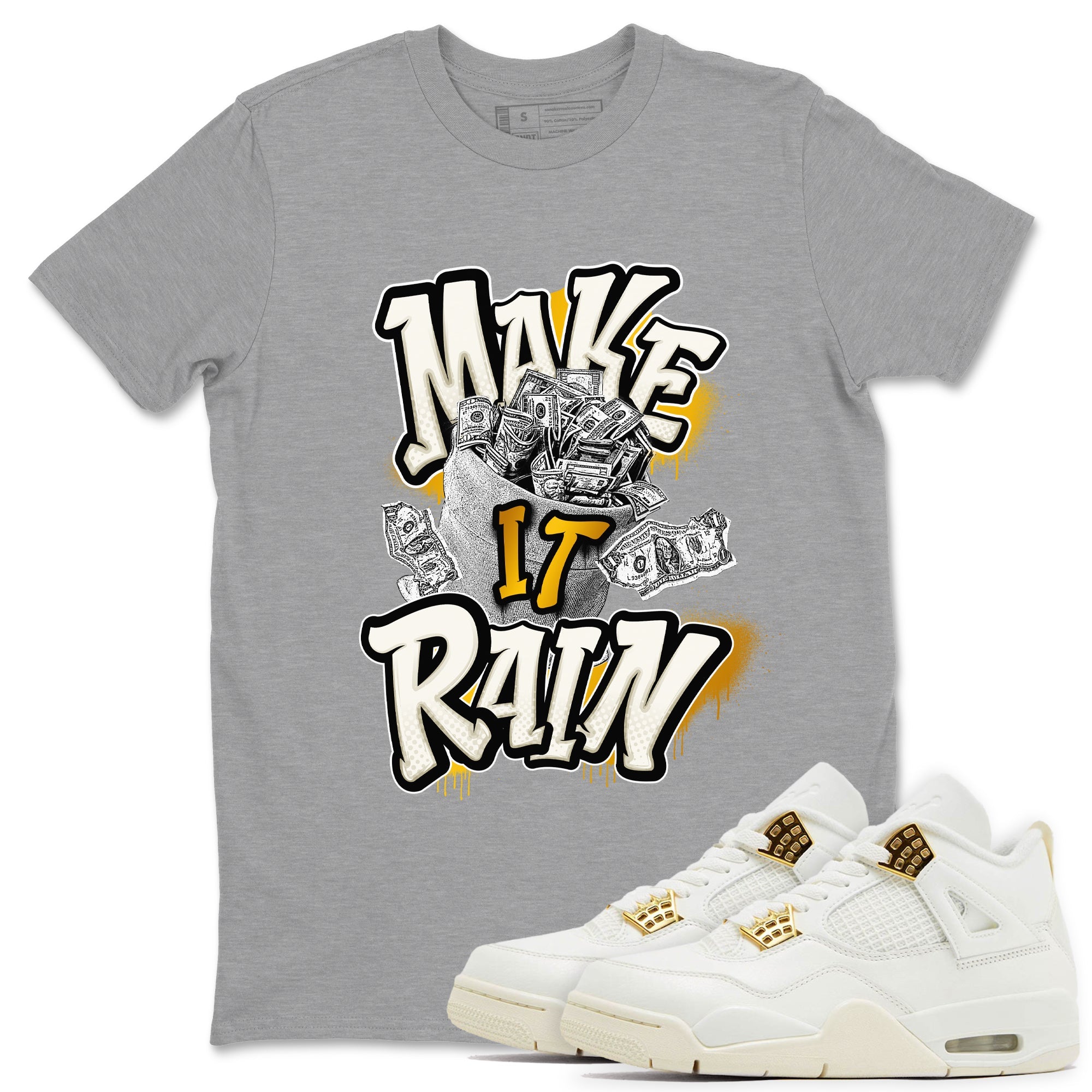 4s Sail 2024 shirt to match jordans Make It Rain Money sneaker tees Air Jordan 4 Sail 2024 Drip Gear Zone unisex cotton Heather Grey 1 crew neck shirt