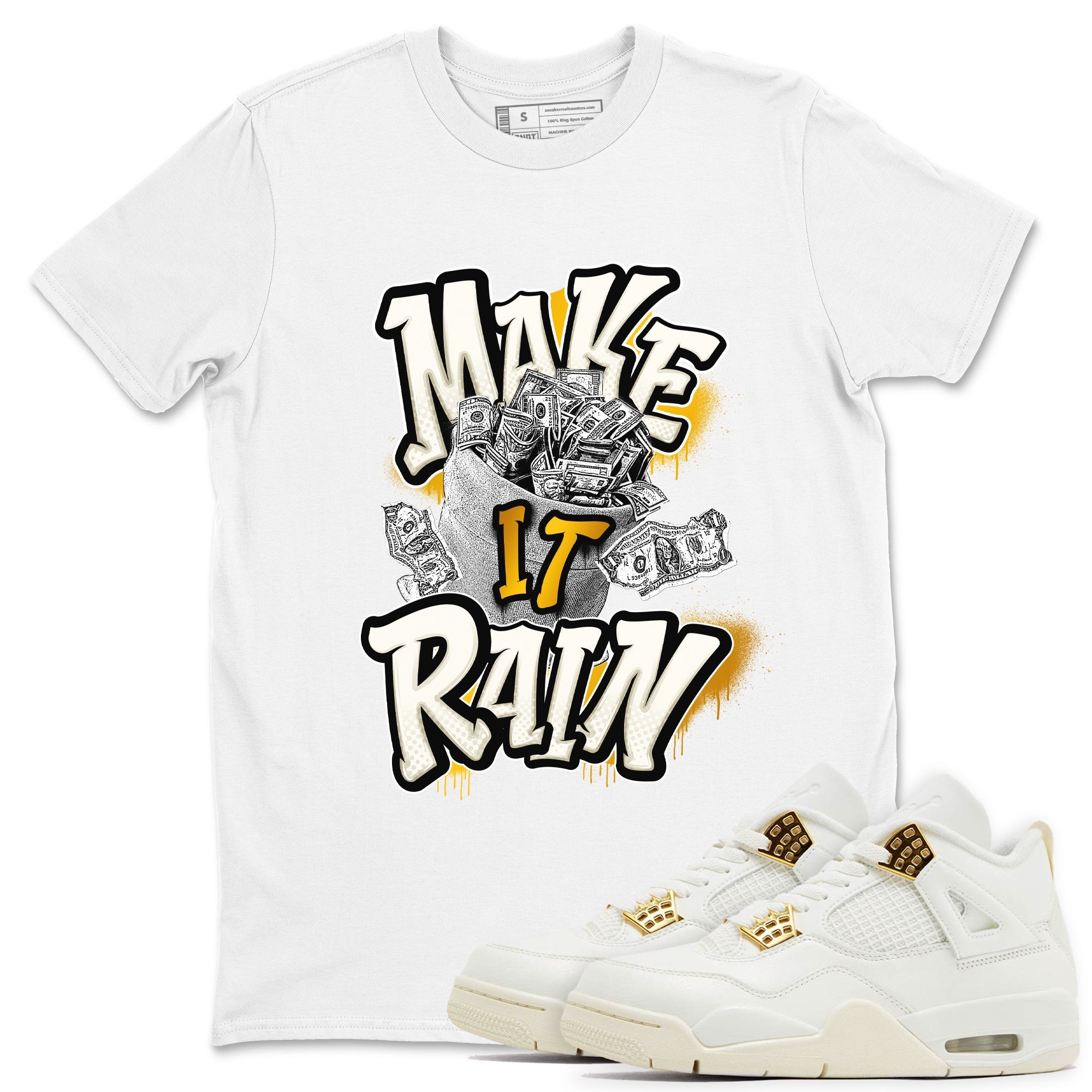 4s Sail 2024 shirt to match jordans Make It Rain Money sneaker tees Air Jordan 4 Sail 2024 Drip Gear Zone unisex cotton White 1 crew neck shirt
