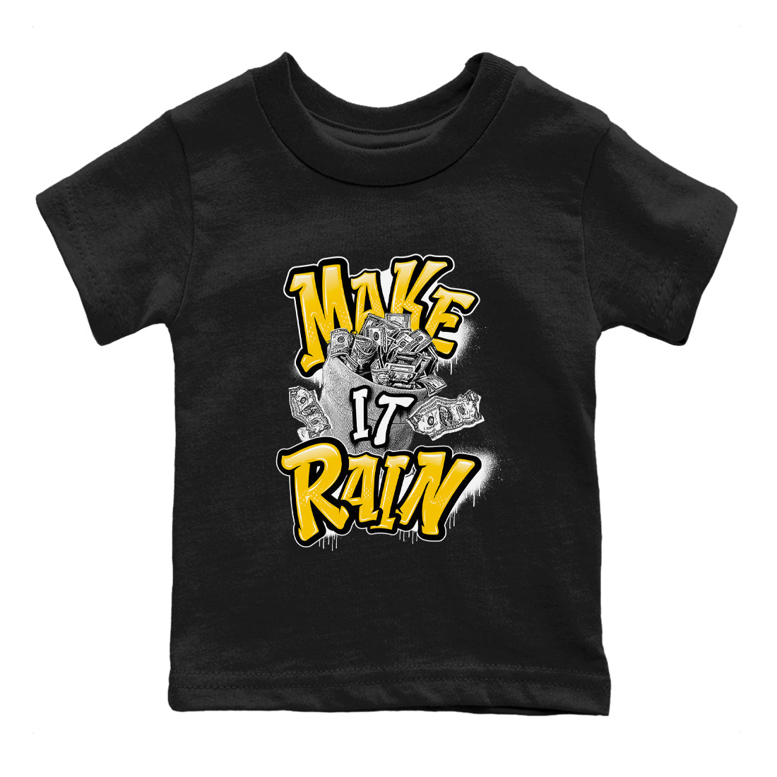 Air Jordan 6 Yellow Ochre shirt to match jordans Make It Rain Money sneaker tees streetwear brand AJ6 Yellow Ochre Drip Gear Zone Brand baby toddler Black 2 cotton Shirt