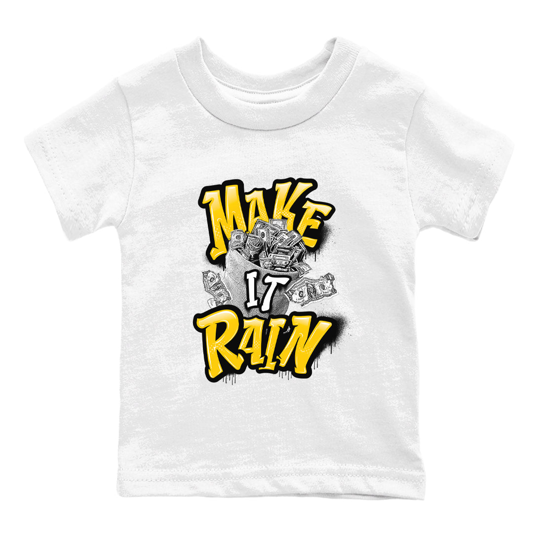 Air Jordan 6 Yellow Ochre shirt to match jordans Make It Rain Money sneaker tees streetwear brand AJ6 Yellow Ochre Drip Gear Zone Brand baby toddler White 2 cotton Shirt