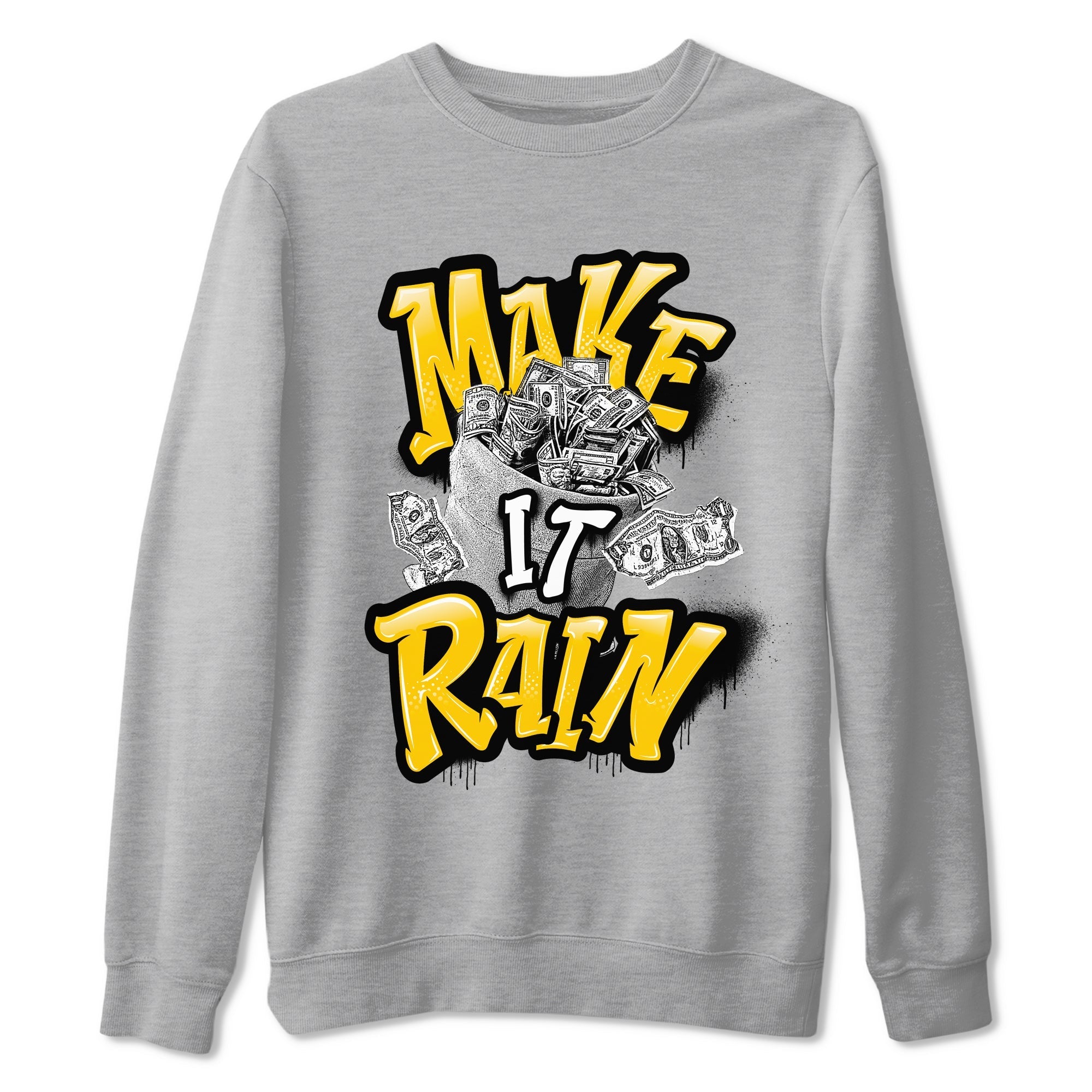 Air Jordan 6 Yellow Ochre shirt to match jordans Make It Rain Money sneaker tees streetwear brand AJ6 Yellow Ochre Drip Gear Zone Brand unisex cotton Heather Grey 2 crew neck shirt