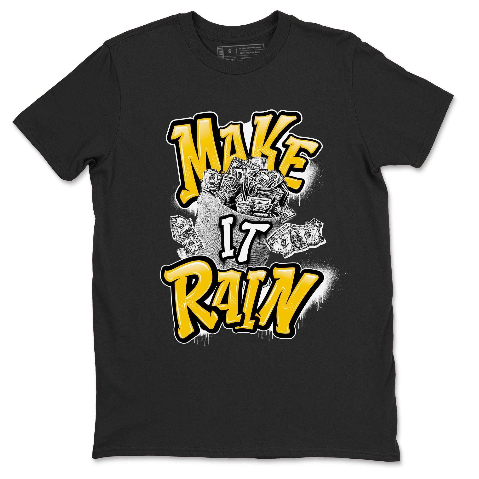 Air Jordan 6 Yellow Ochre shirt to match jordans Make It Rain Money sneaker tees streetwear brand AJ6 Yellow Ochre Drip Gear Zone Brand unisex cotton Black1 crew neck shirt