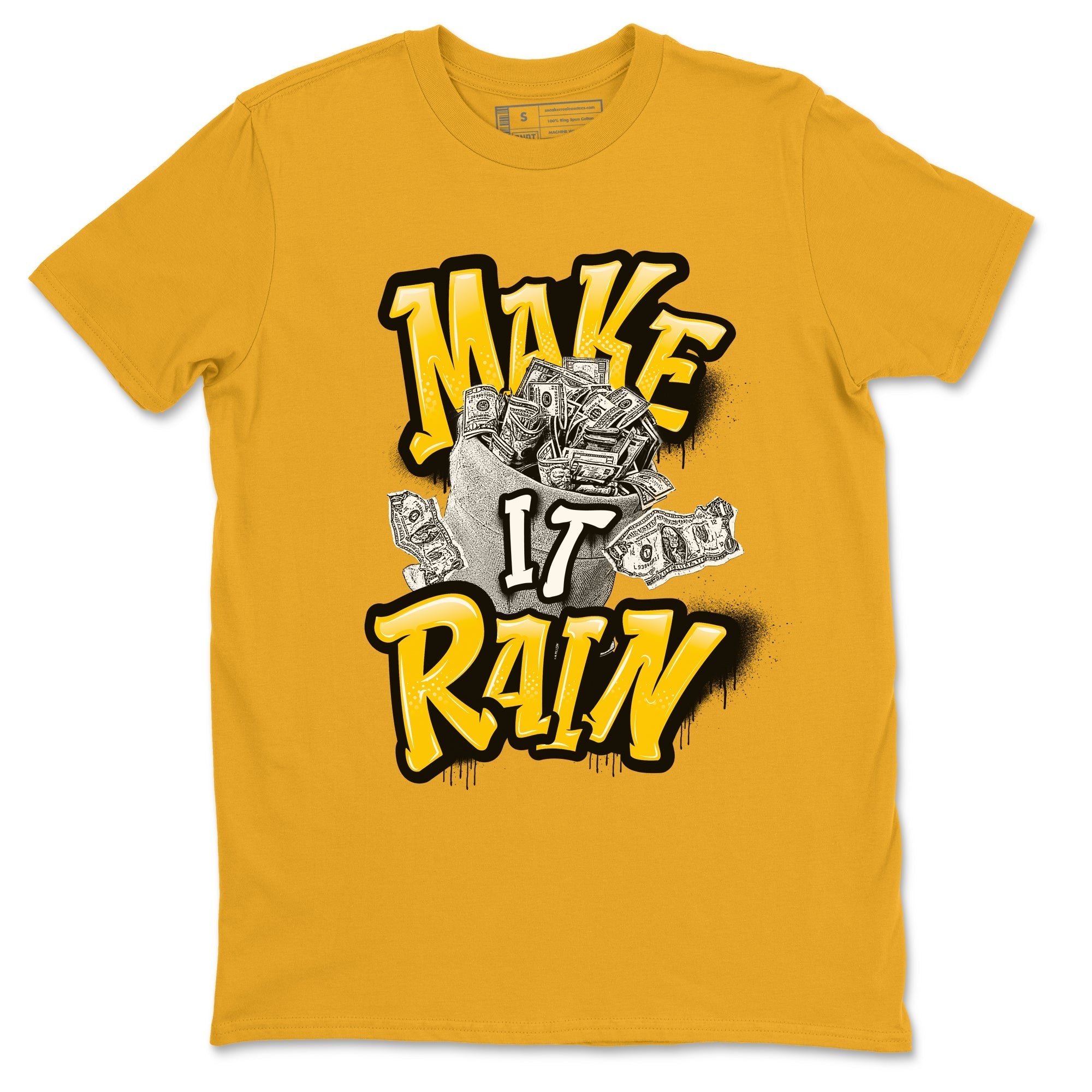 Air Jordan 6 Yellow Ochre shirt to match jordans Make It Rain Money sneaker tees streetwear brand AJ6 Yellow Ochre Drip Gear Zone Brand unisex cotton Gold 2 crew neck shirt