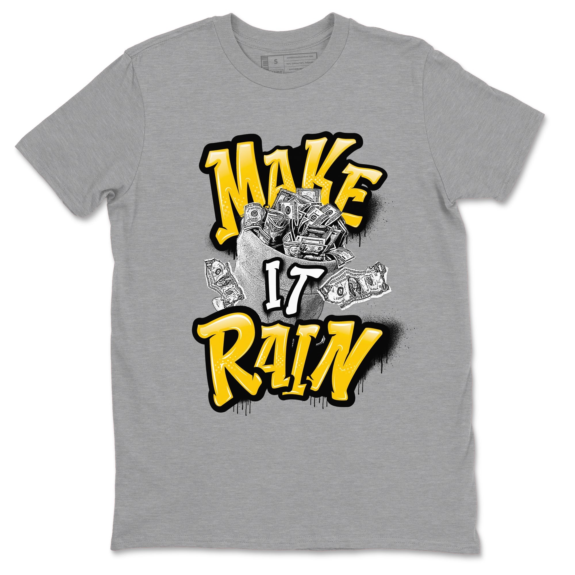 Air Jordan 6 Yellow Ochre shirt to match jordans Make It Rain Money sneaker tees streetwear brand AJ6 Yellow Ochre Drip Gear Zone Brand unisex cotton Heather Grey 2 crew neck shirt