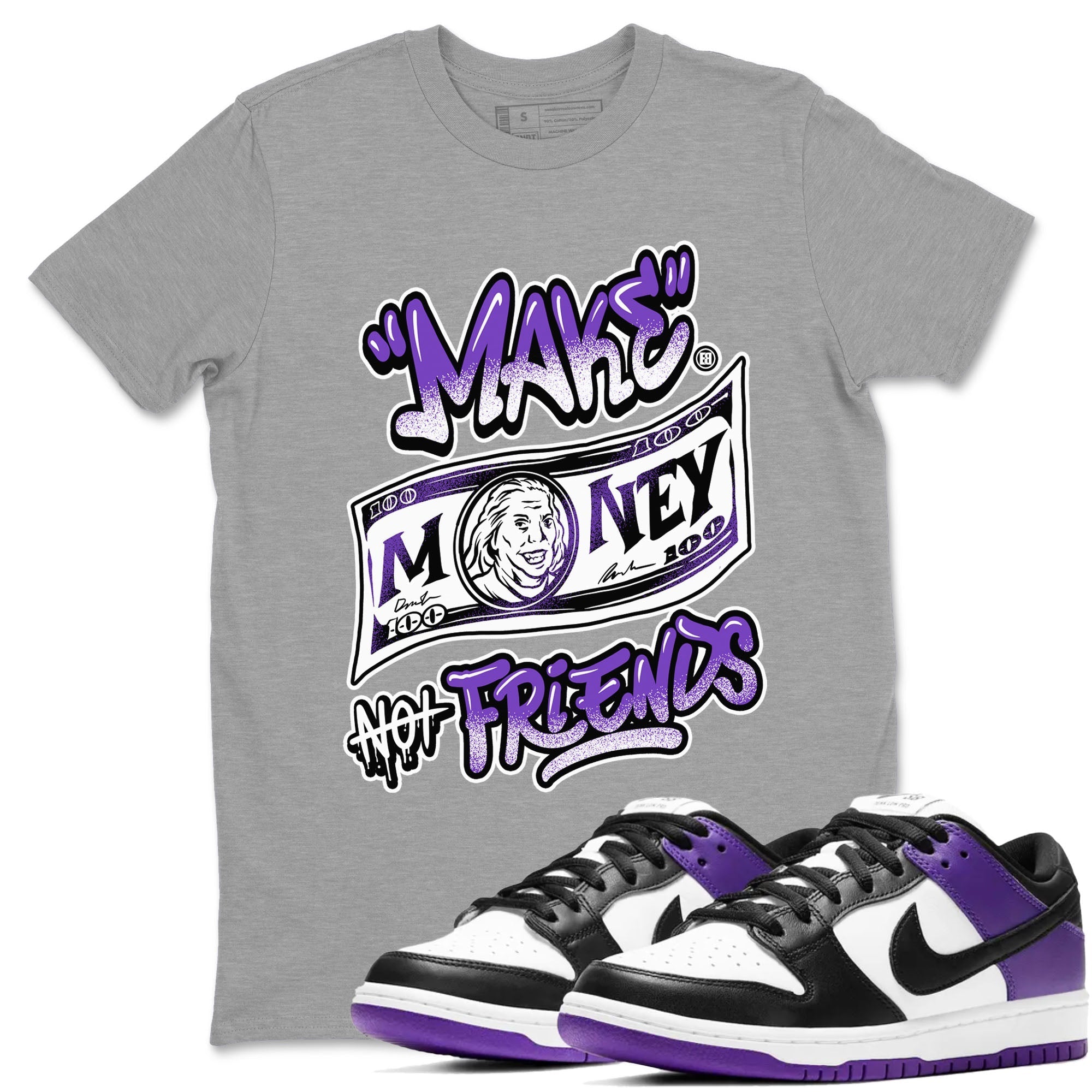Nike SB Dunk Low Court Purple Shirt To Match Jordans Make Money Not Friends Streetwear Fashion Dunk Low Court Purple Drip Gear Zone unisex crew neck t-shirt Heather Grey 1 crew neck shirt
