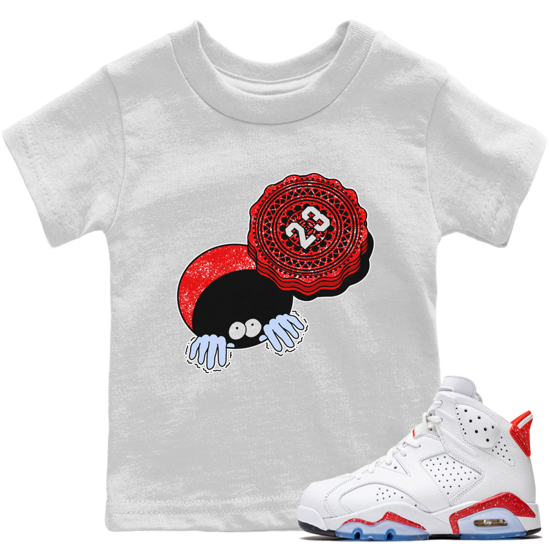 Jordan 6 Red Velvet Cookies Shirt To Match Jordans Manhole Cover Cookie Sneaker Tees Jordan 6 Red Velvet Cookies Drip Gear Zone Sneaker Matching Clothing Kids Shirts