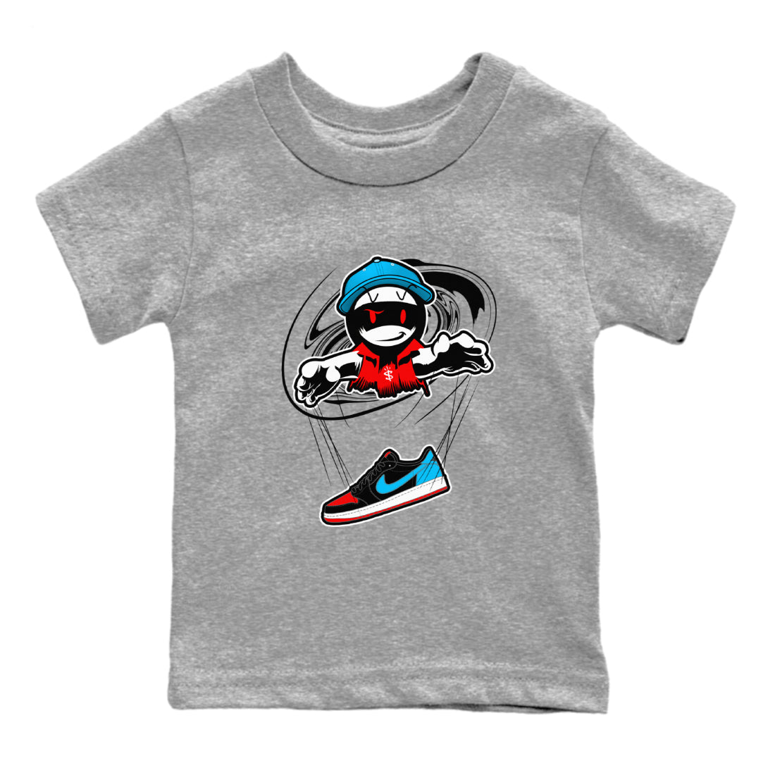Air Jordan 1 UNC to Chicago shirt to match jordans Marionette Streetwear Sneaker Shirt AJ1 UNC to Chicago Drip Gear Zone Sneaker Matching Clothing Baby Toddler Heather Grey 2 T-Shirt