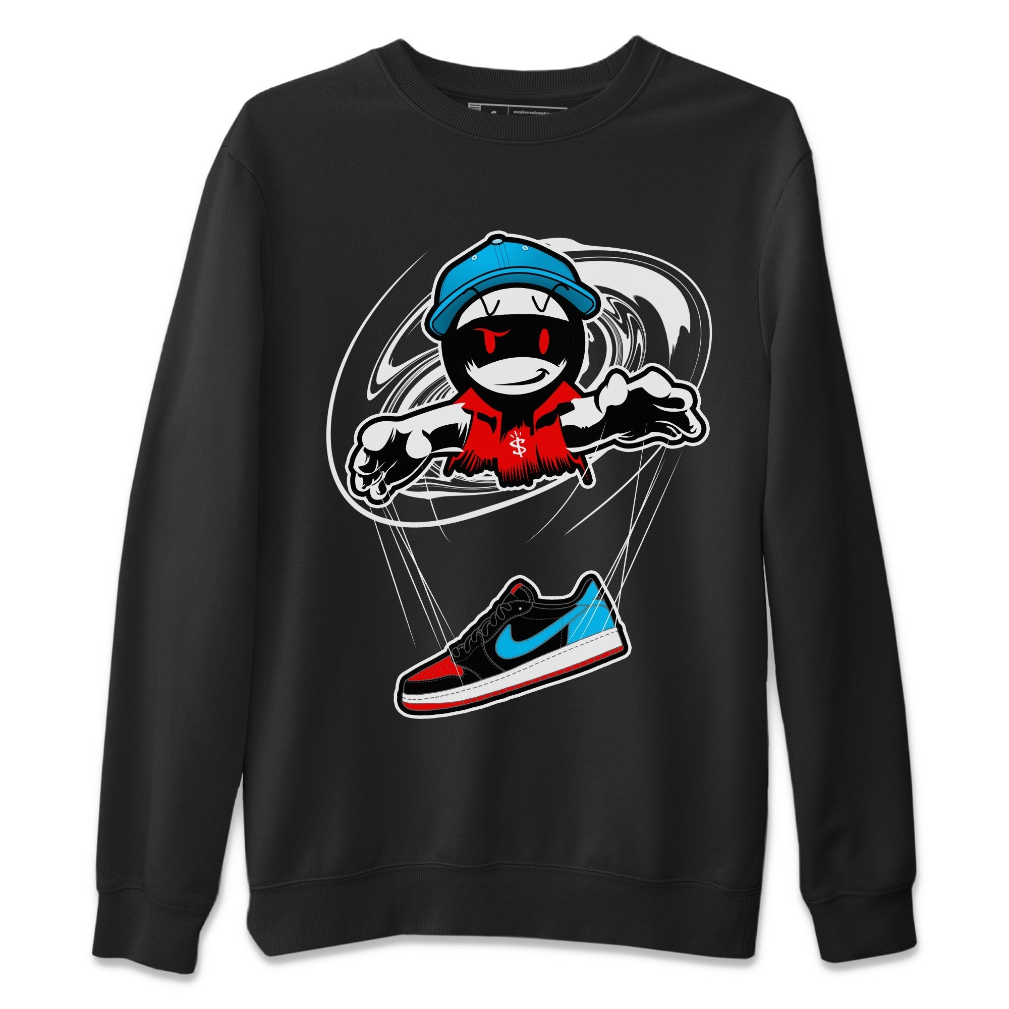 Air Jordan 1 UNC to Chicago shirt to match jordans Marionette Streetwear Sneaker Shirt AJ1 UNC to Chicago Drip Gear Zone Sneaker Matching Clothing Unisex Black 2 T-Shirt