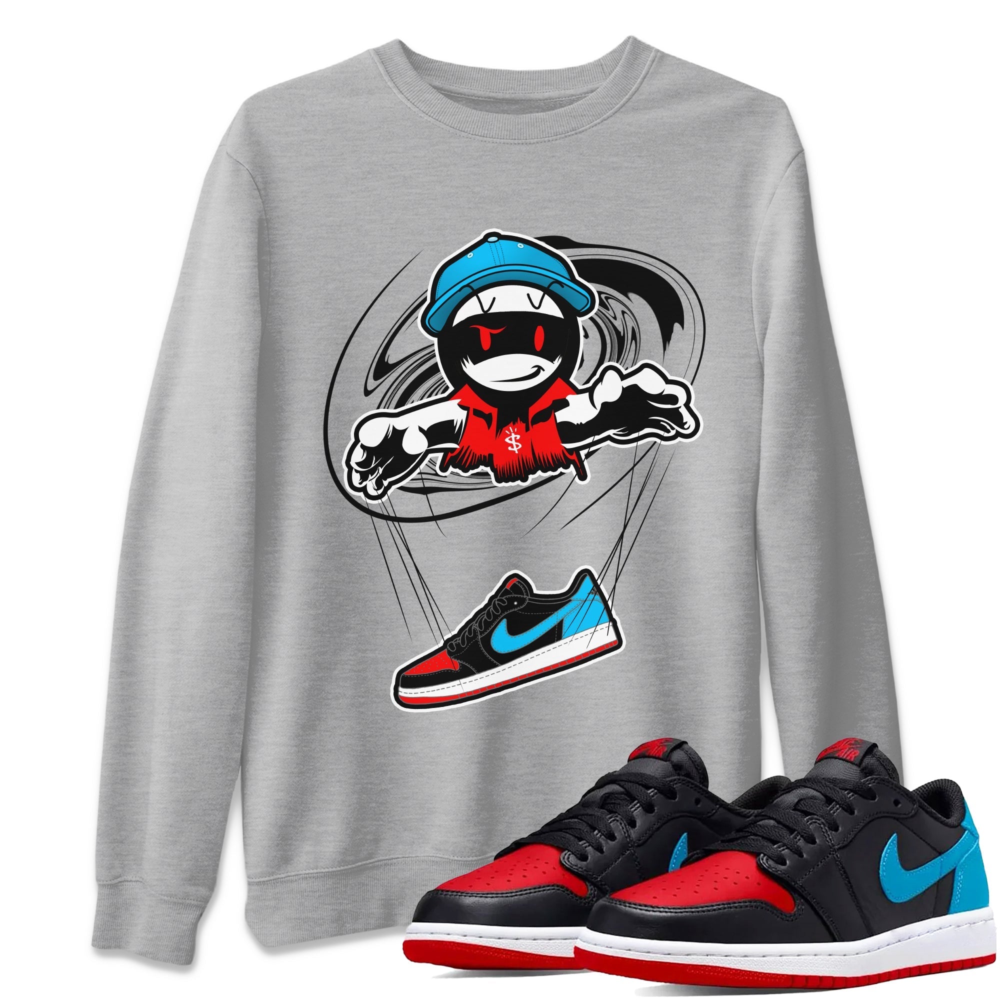 Air Jordan 1 UNC to Chicago shirt to match jordans Marionette Streetwear Sneaker Shirt AJ1 UNC to Chicago Drip Gear Zone Sneaker Matching Clothing Unisex Heather Grey 1 T-Shirt