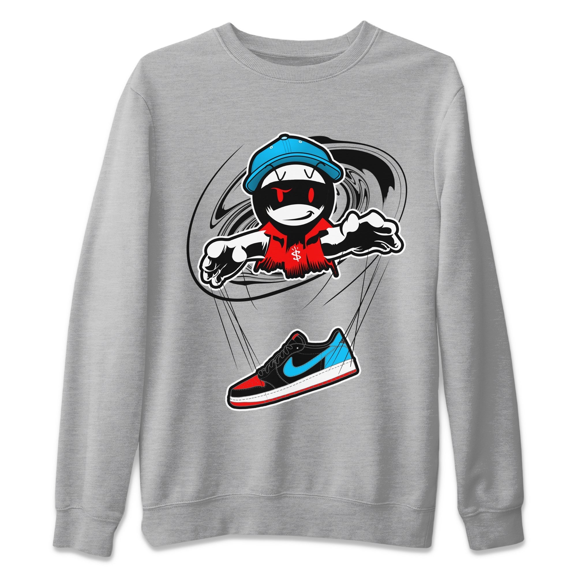 Air Jordan 1 UNC to Chicago shirt to match jordans Marionette Streetwear Sneaker Shirt AJ1 UNC to Chicago Drip Gear Zone Sneaker Matching Clothing Unisex Heather Grey 2 T-Shirt