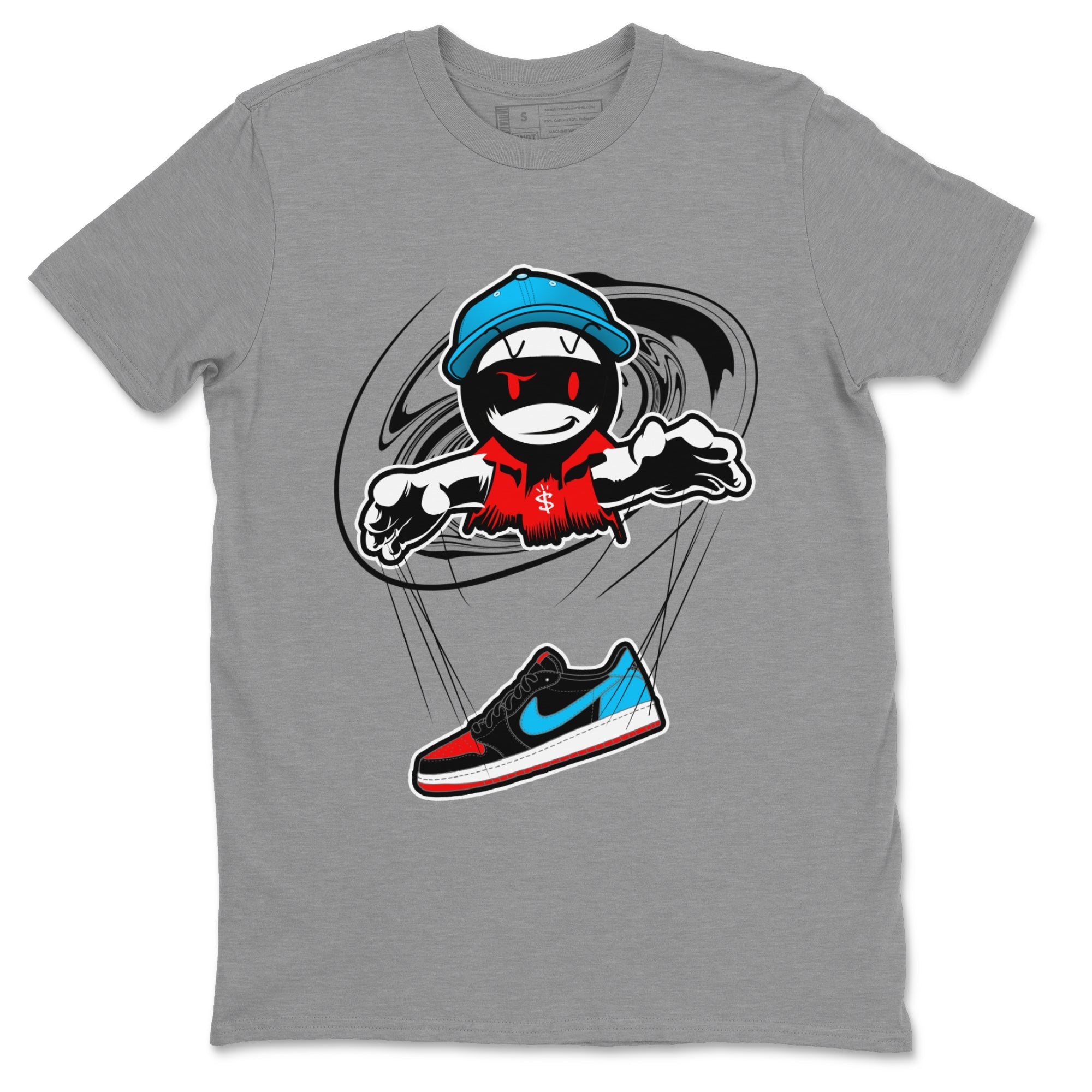 Air Jordan 1 UNC to Chicago shirt to match jordans Marionette Streetwear Sneaker Shirt AJ1 UNC to Chicago Drip Gear Zone Sneaker Matching Clothing Unisex Heather Grey 2 T-Shirt