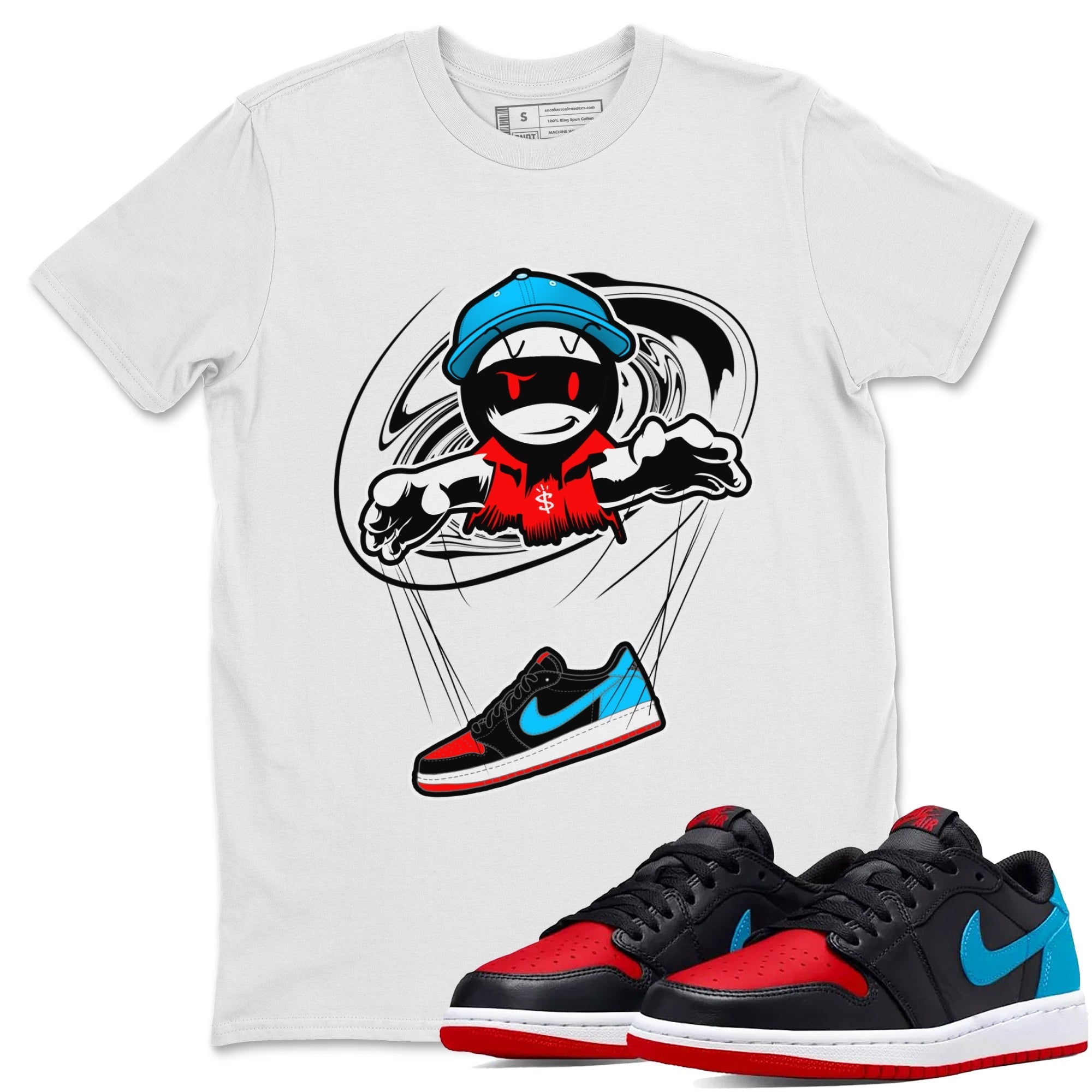 Air Jordan 1 UNC to Chicago shirt to match jordans Marionette Streetwear Sneaker Shirt AJ1 UNC to Chicago Drip Gear Zone Sneaker Matching Clothing Unisex White 1 T-Shirt