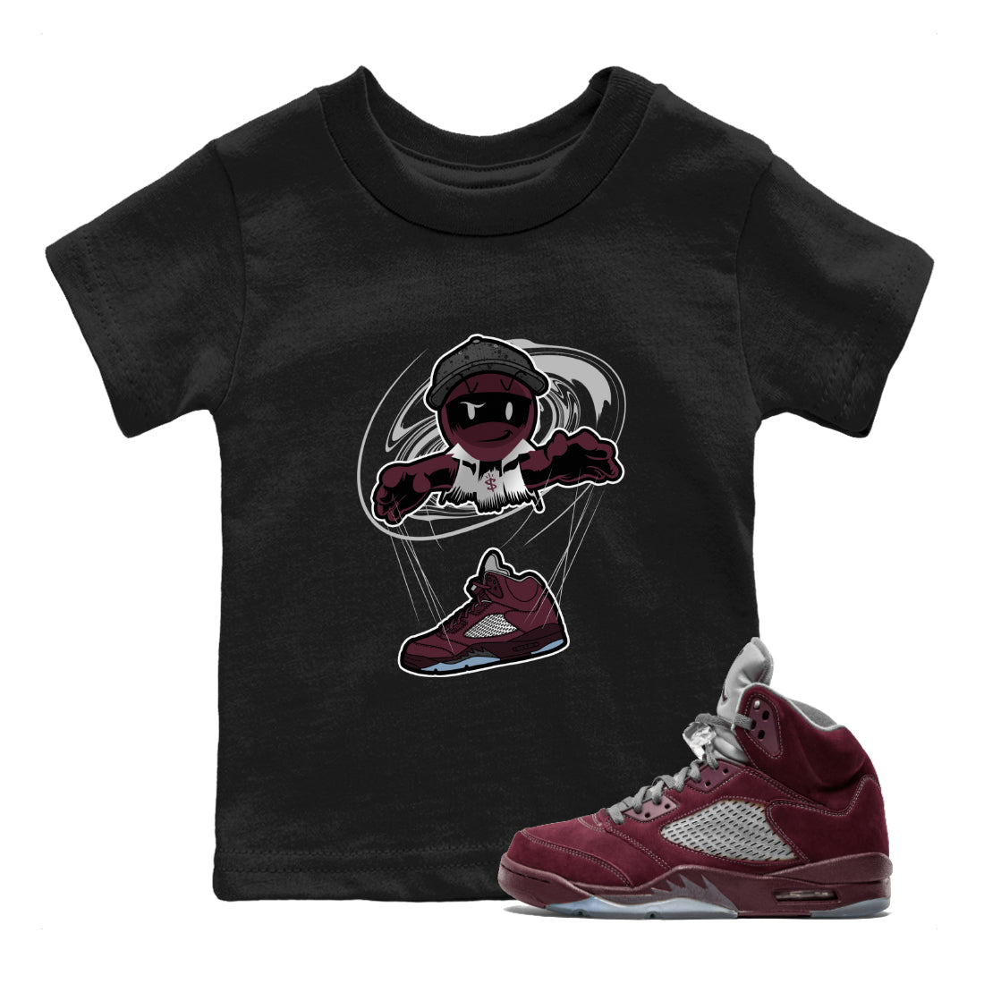 Air Jordan 5 Burgundy shirt to match jordans Marionette Streetwear Sneaker Shirt AJ5 Burgundy Drip Gear Zone Sneaker Matching Clothing Baby Toddler Black 1 T-Shirt