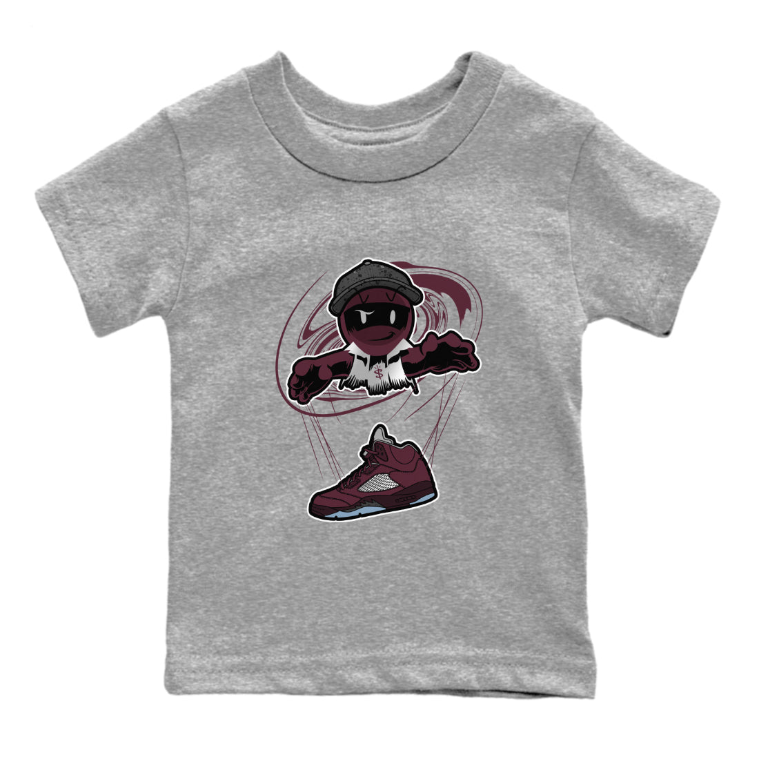 Air Jordan 5 Burgundy shirt to match jordans Marionette Streetwear Sneaker Shirt AJ5 Burgundy Drip Gear Zone Sneaker Matching Clothing Baby Toddler Heather Grey 2 T-Shirt