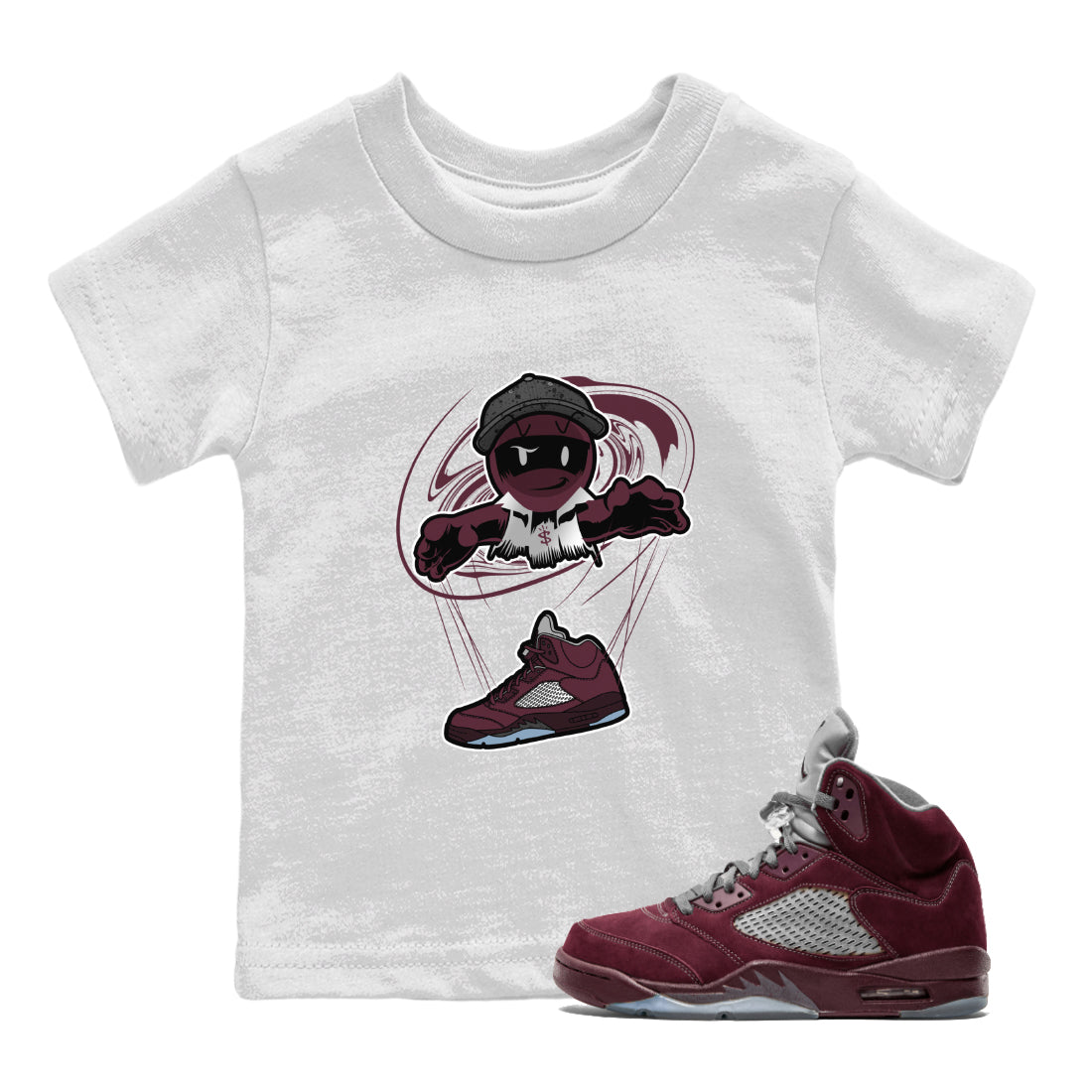 Air Jordan 5 Burgundy shirt to match jordans Marionette Streetwear Sneaker Shirt AJ5 Burgundy Drip Gear Zone Sneaker Matching Clothing Baby Toddler White 1 T-Shirt