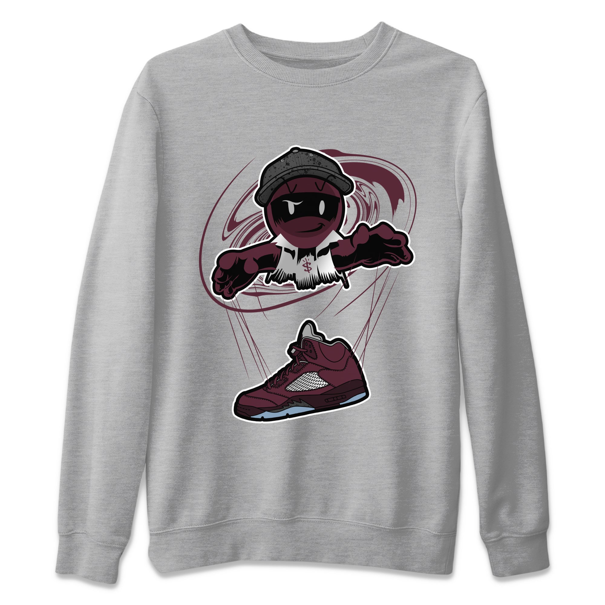 Air Jordan 5 Burgundy shirt to match jordans Marionette Streetwear Sneaker Shirt AJ5 Burgundy Drip Gear Zone Sneaker Matching Clothing Unisex Heather Grey 2 T-Shirt
