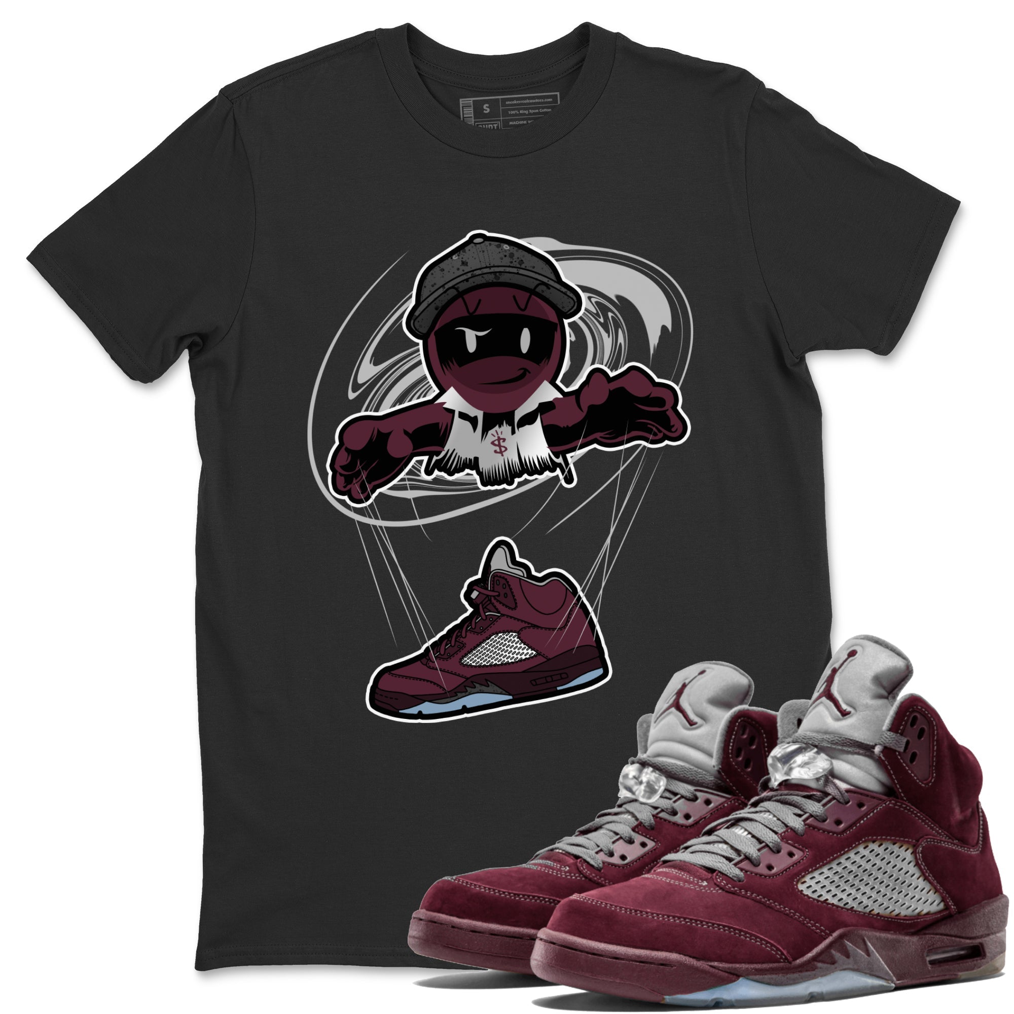 Air Jordan 5 Burgundy shirt to match jordans Marionette Streetwear Sneaker Shirt AJ5 Burgundy Drip Gear Zone Sneaker Matching Clothing Unisex Black 1 T-Shirt