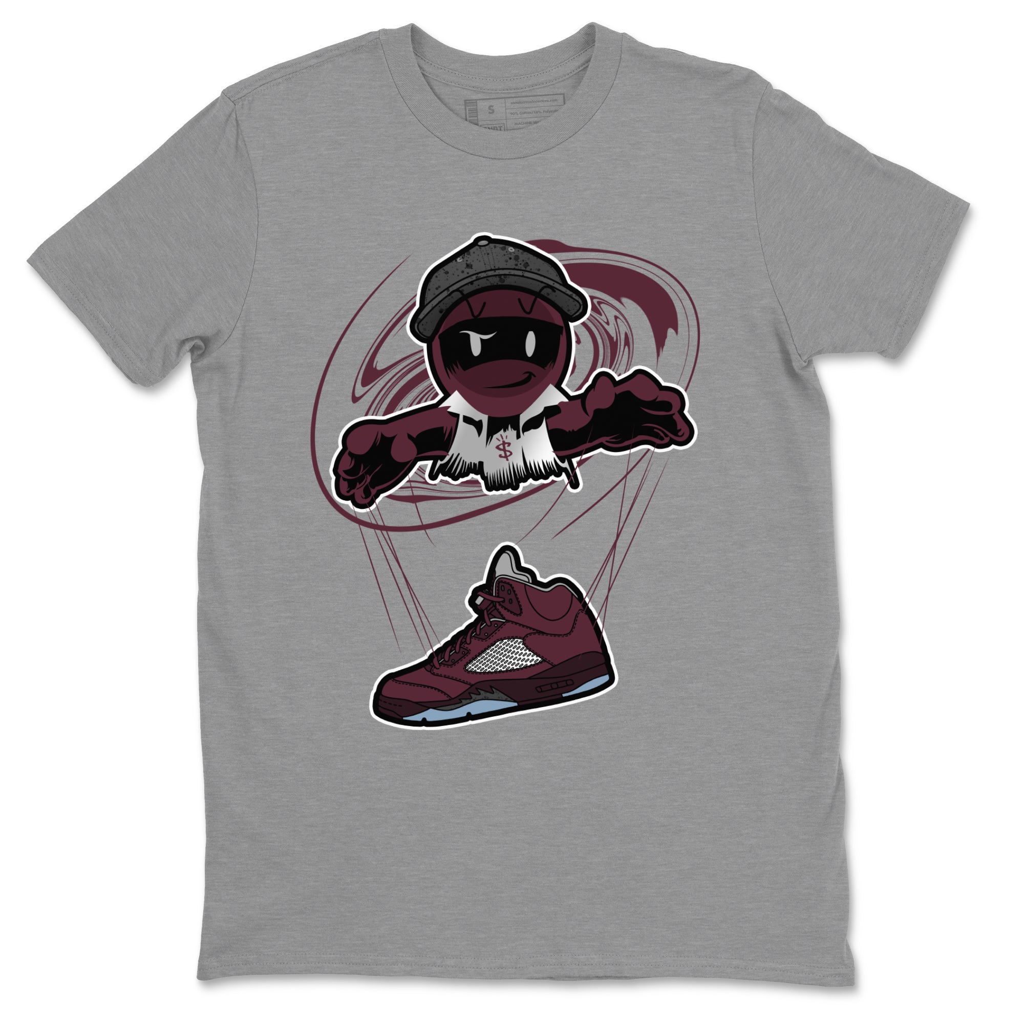 Air Jordan 5 Burgundy shirt to match jordans Marionette Streetwear Sneaker Shirt AJ5 Burgundy Drip Gear Zone Sneaker Matching Clothing Unisex Heather Grey 2 T-Shirt