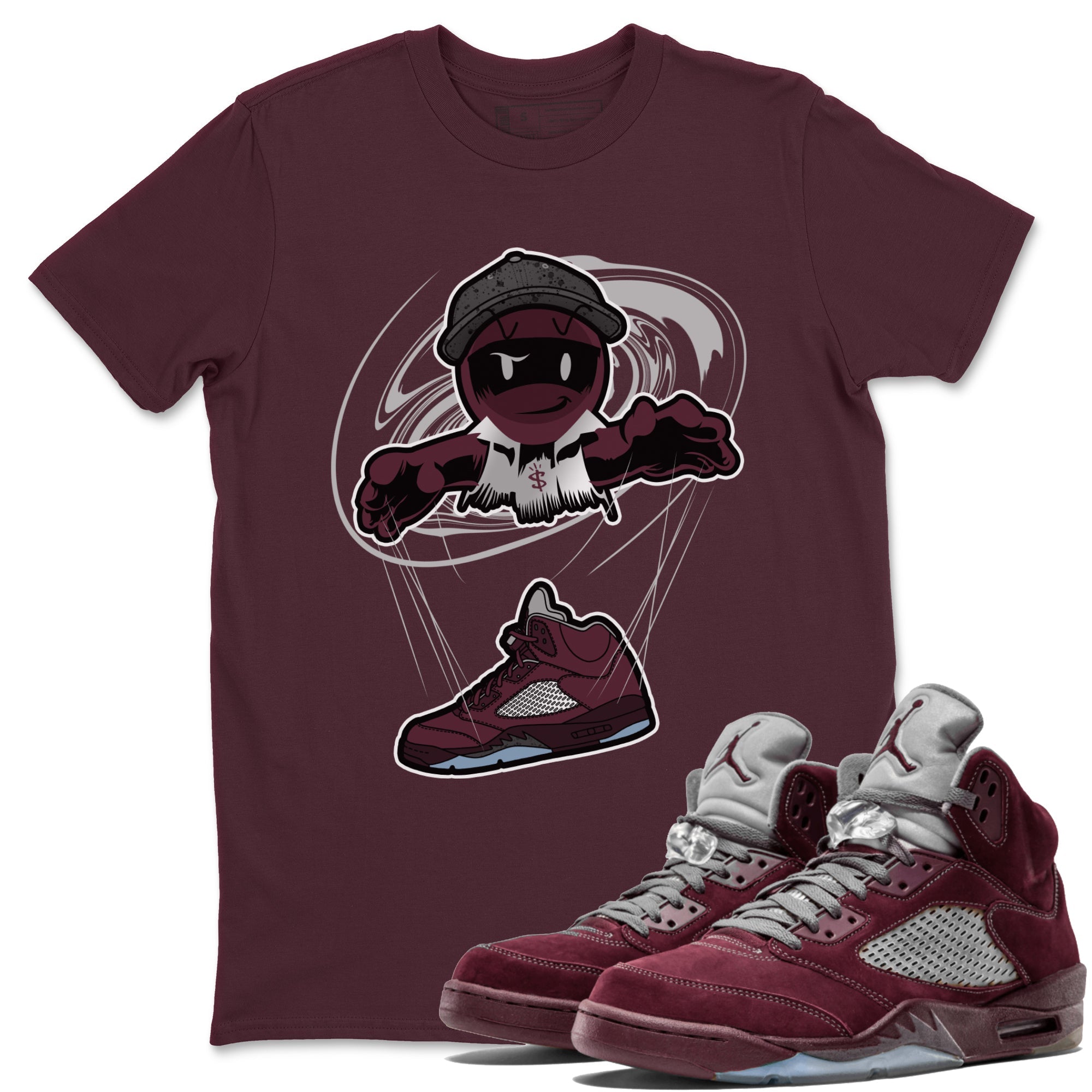 Air Jordan 5 Burgundy shirt to match jordans Marionette Streetwear Sneaker Shirt AJ5 Burgundy Drip Gear Zone Sneaker Matching Clothing Unisex Maroon 1 T-Shirt