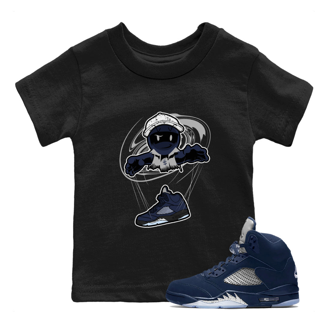 Air Jordan 5 Georgetown shirt to match jordans Marionette Streetwear Sneaker Shirt AJ5 Georgetown Drip Gear Zone Sneaker Matching Clothing Baby Toddler Black 1 T-Shirt
